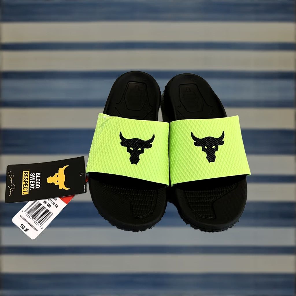 Under Armour Under Armour Project Rock 2.0 Sandals Green Mens 8 Slide Slip On Mens/US 8 Size ONE SIZE - 1 Thumbnail
