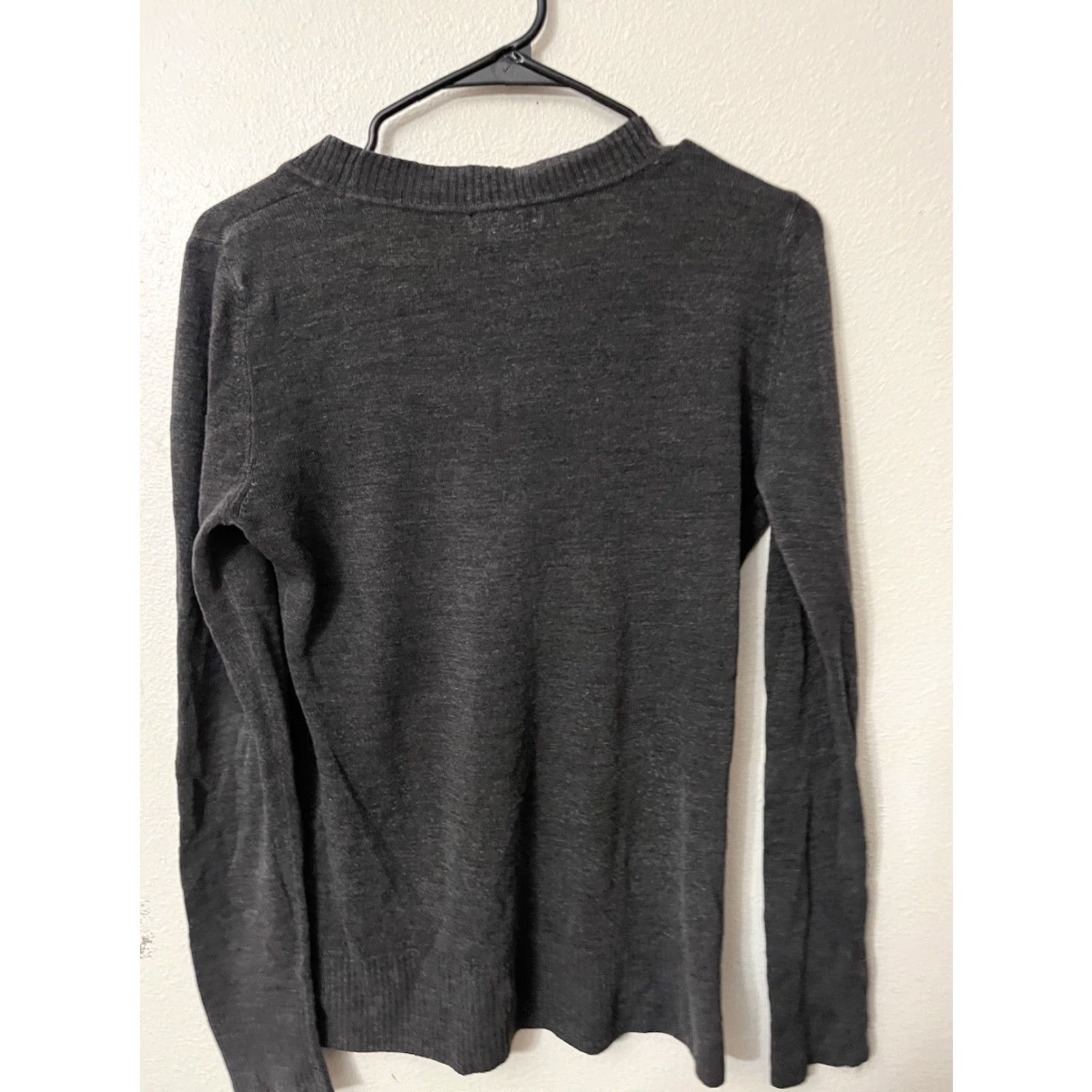 H&M VINTAGE H&M Women's Sweater Pullover V-Neck Long Sleeve Cotton Logo Gray Medium Size M / US 6-8 / IT 42-44 - 2 Thumbnail