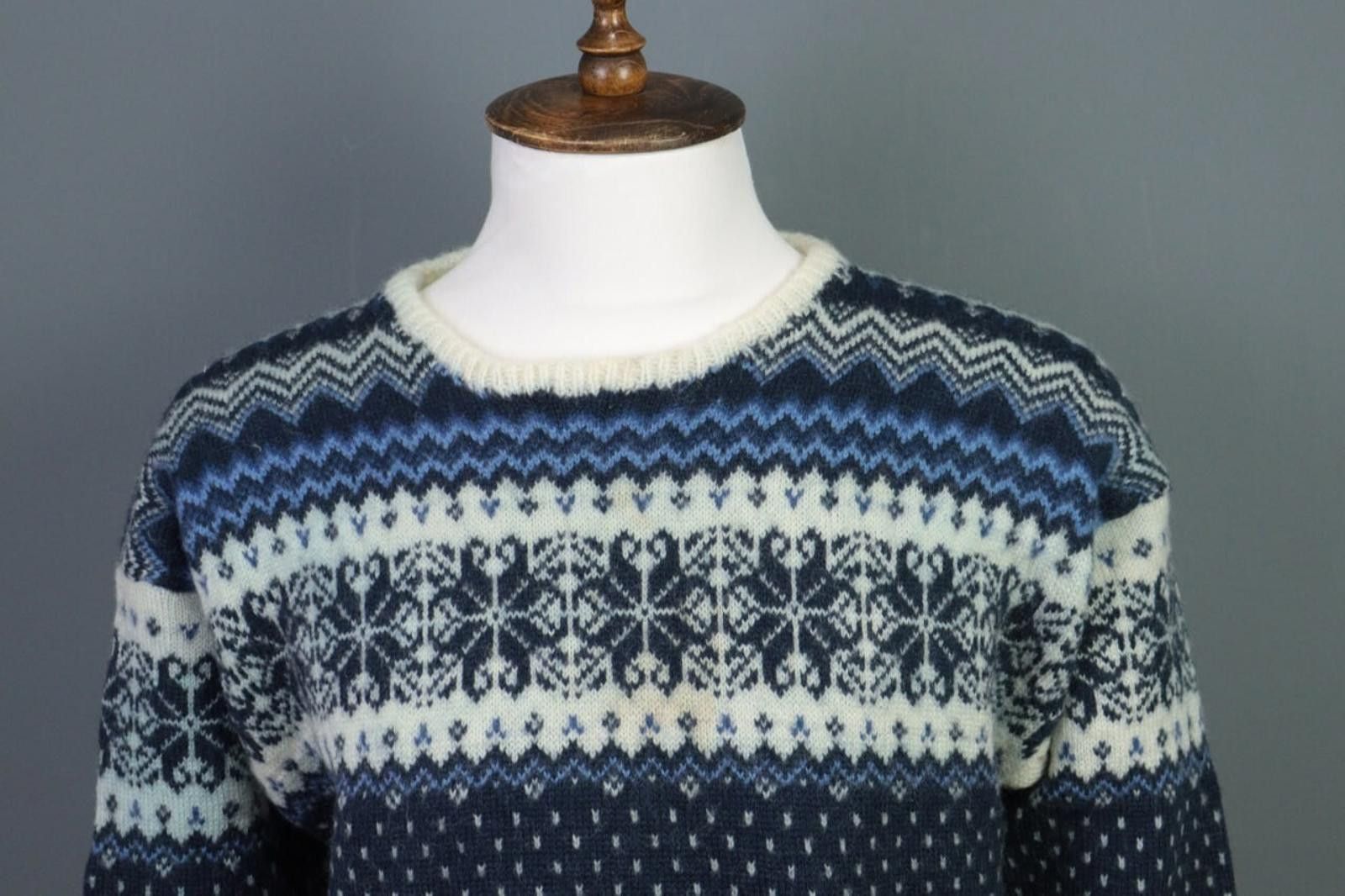 Dale Of Norway Wind-Fjord Blue Fair Isle Snowflake Wool Sweater Size M/L Size US M / EU 48-50 / 2 - 2 Thumbnail