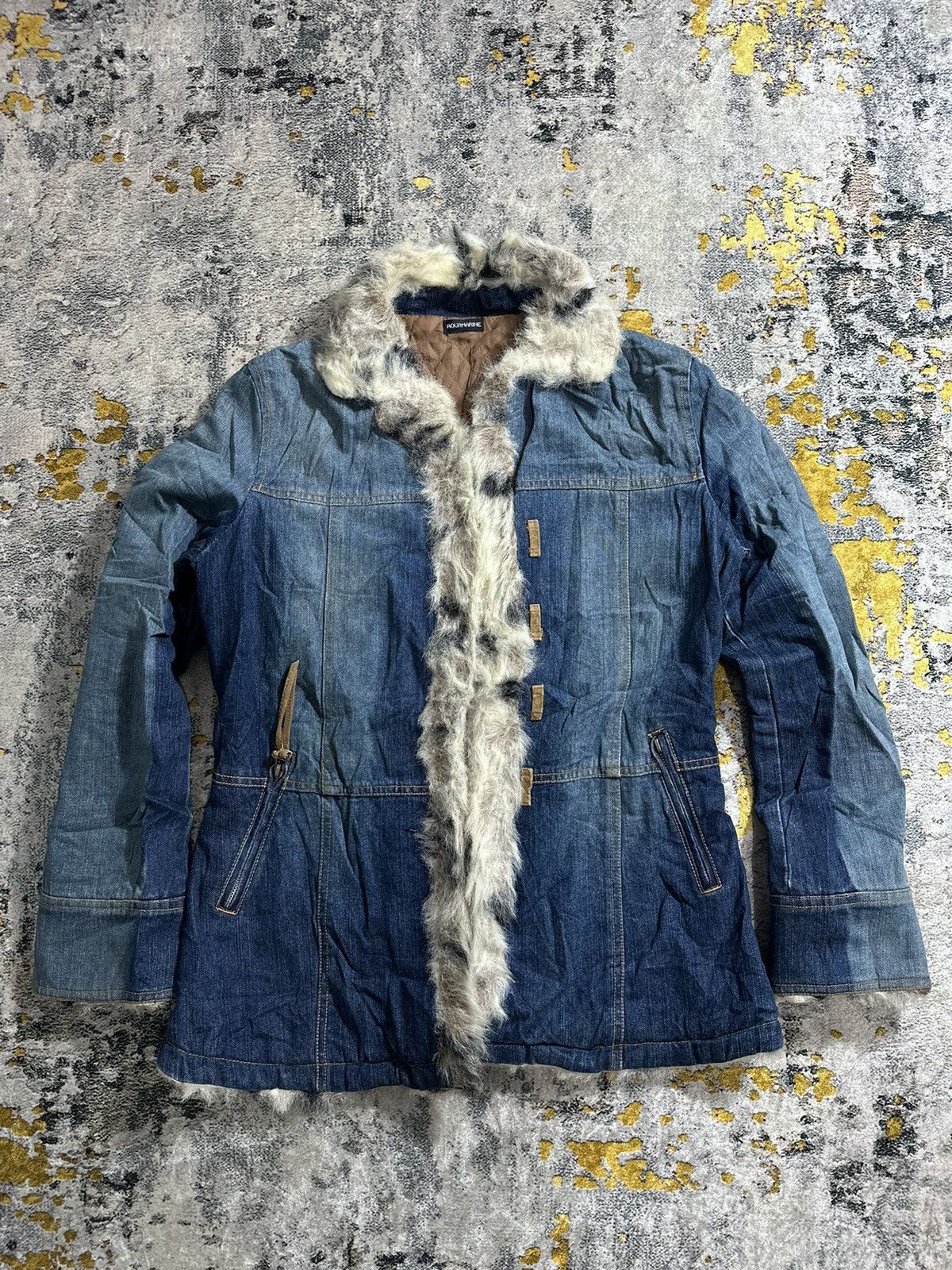 Beauty Beast CRAZY FAUX FUR COLLAR DENIM JACKET VINTAGE Y2K JAPAN STYLE Size US M / EU 48-50 / 2 - 1 Thumbnail