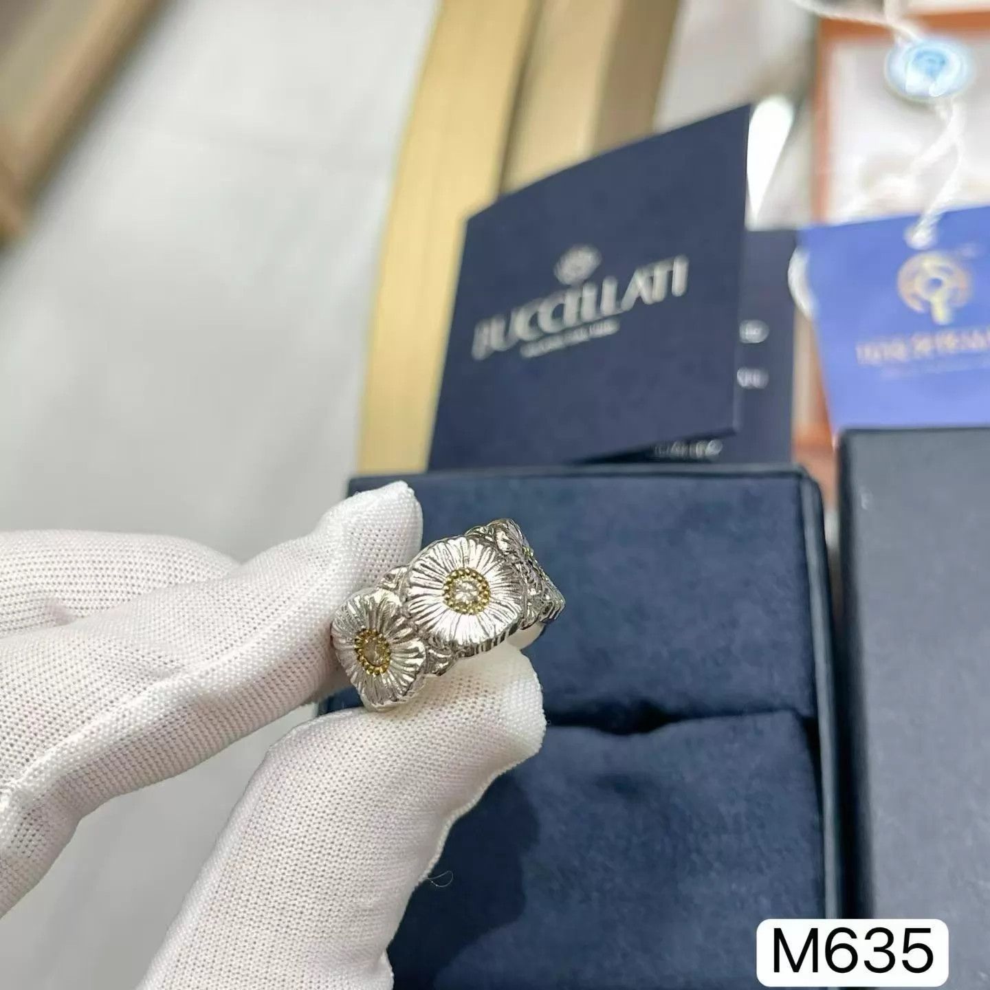 Buccellati Buccellati Daisy Diamond Open Ring 925 Silver Size 49 Size ONE SIZE - 5 Thumbnail