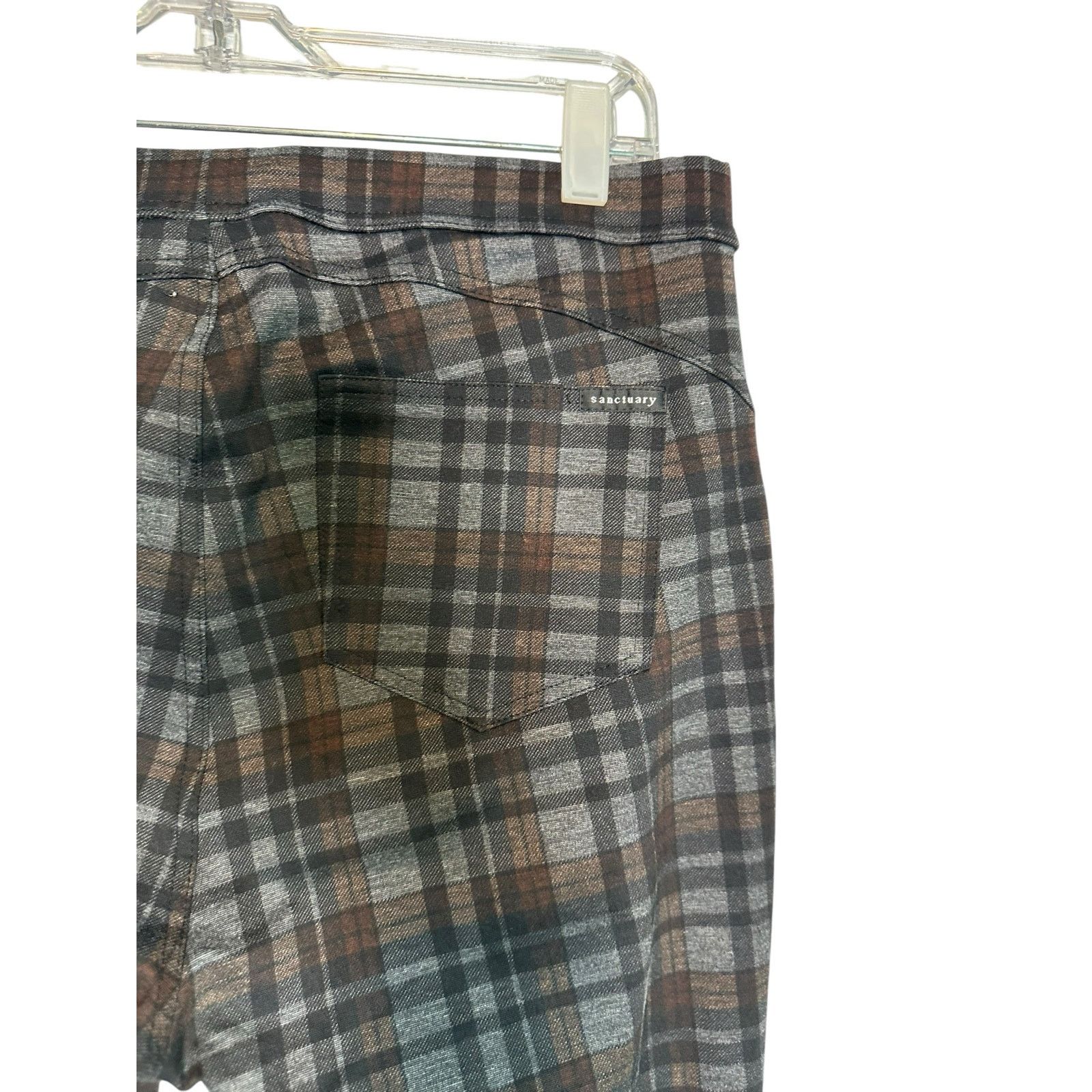 Anthropologie Sanctuary gray plaid pull on pants size XL Size 31" - 8 Thumbnail