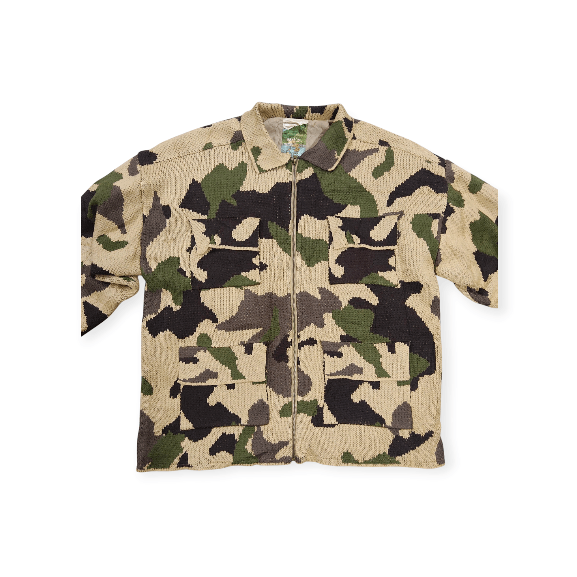Japanese Brand B.Ballsy Military Camouflage Zip Knit Cardigan Size US L / EU 52-54 / 3 - 5 Thumbnail