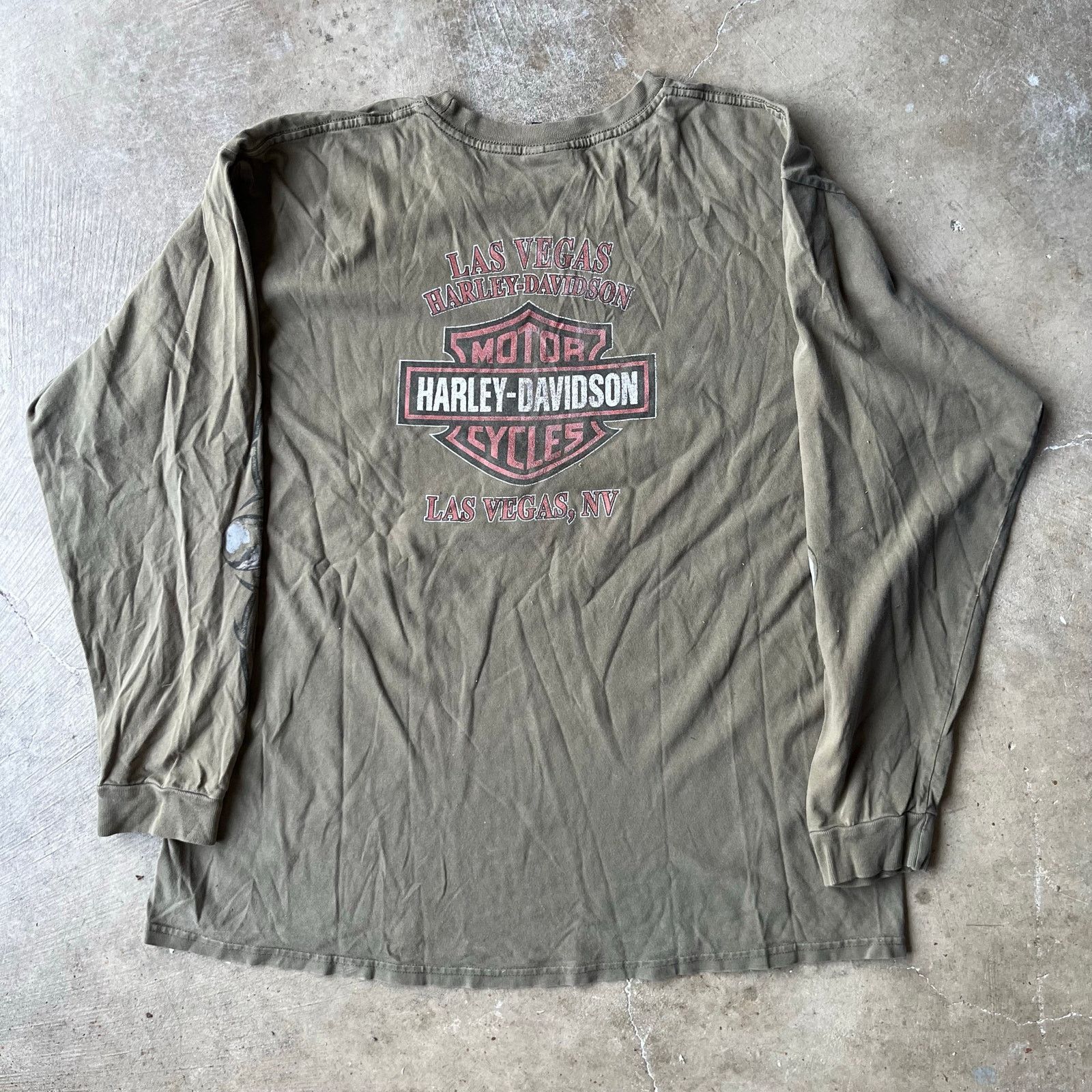 Vintage VINTAGE HARLEY DAVIDSON LONGSLEEVE SHIRT OLIVE GREEN 2XL Size US XXL / EU 58 / 5 - 2 Thumbnail