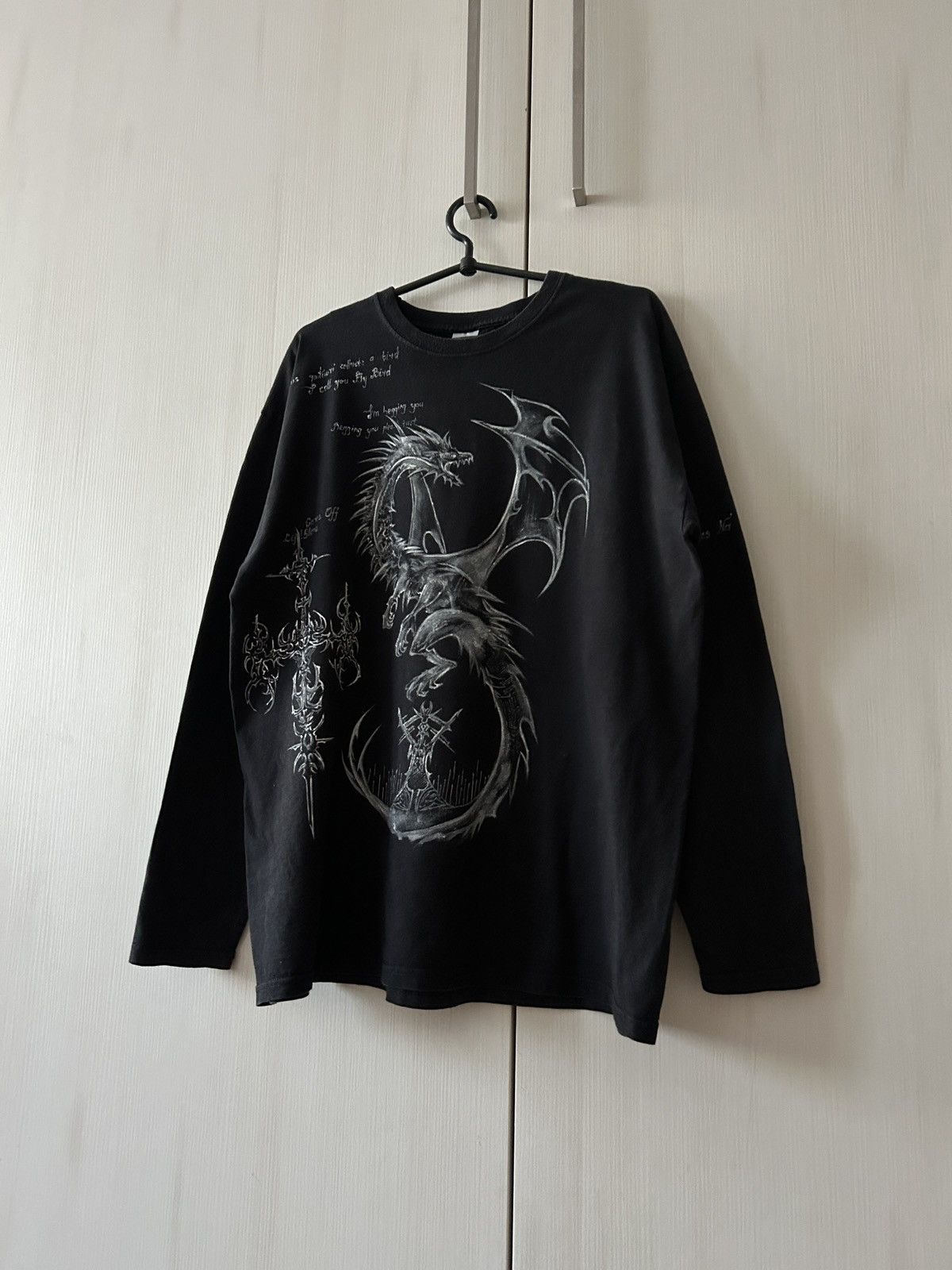 Handmade Mens Black Hand Made custom Long-sleeved Cyber Sigilism y2k Size US L / EU 52-54 / 3 - 2 Thumbnail