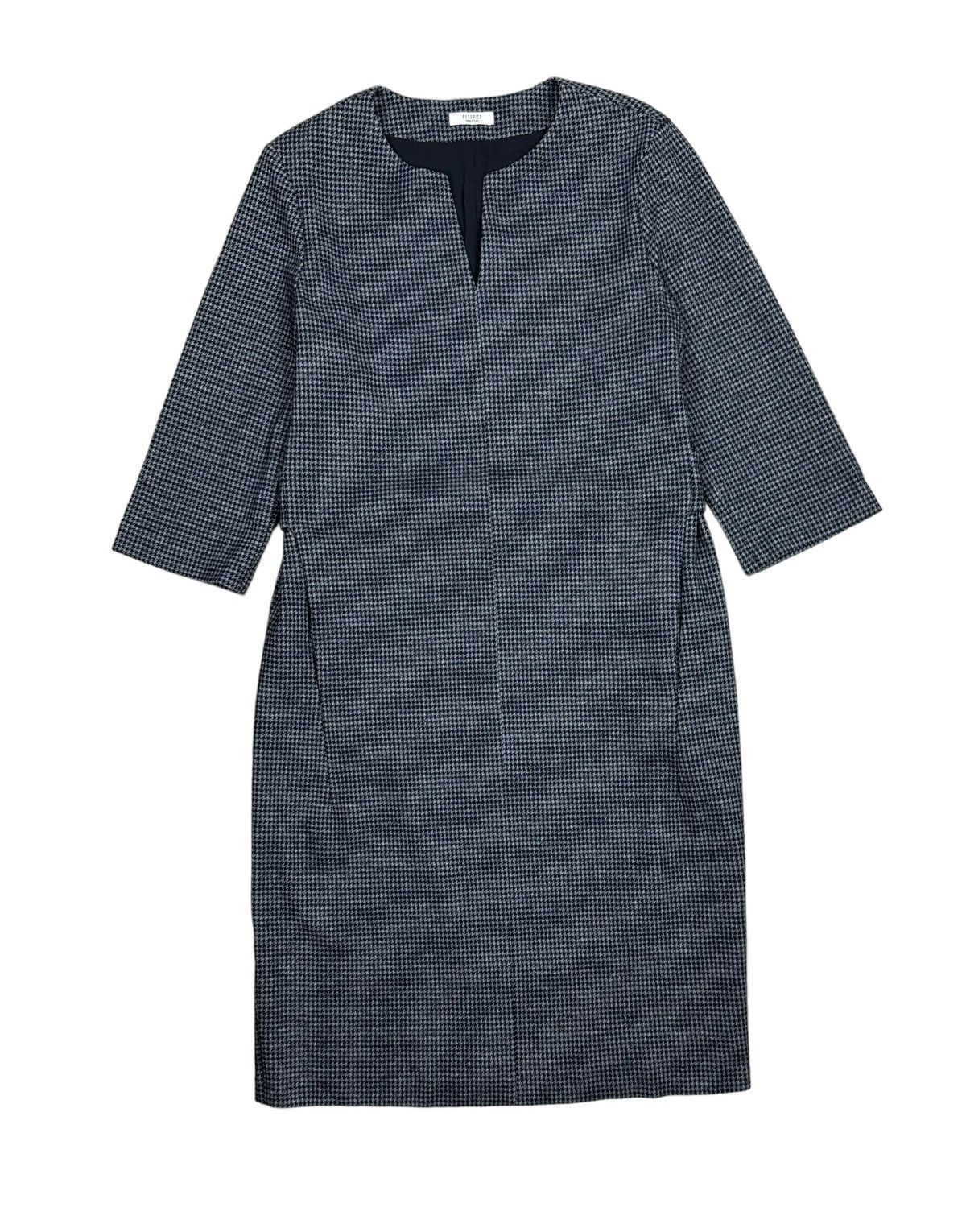 Peserico Peserico Knee-Length Dress Wool-Cotton Glen-Check IT42 Size M / US 6-8 / IT 42-44 - 9 Thumbnail
