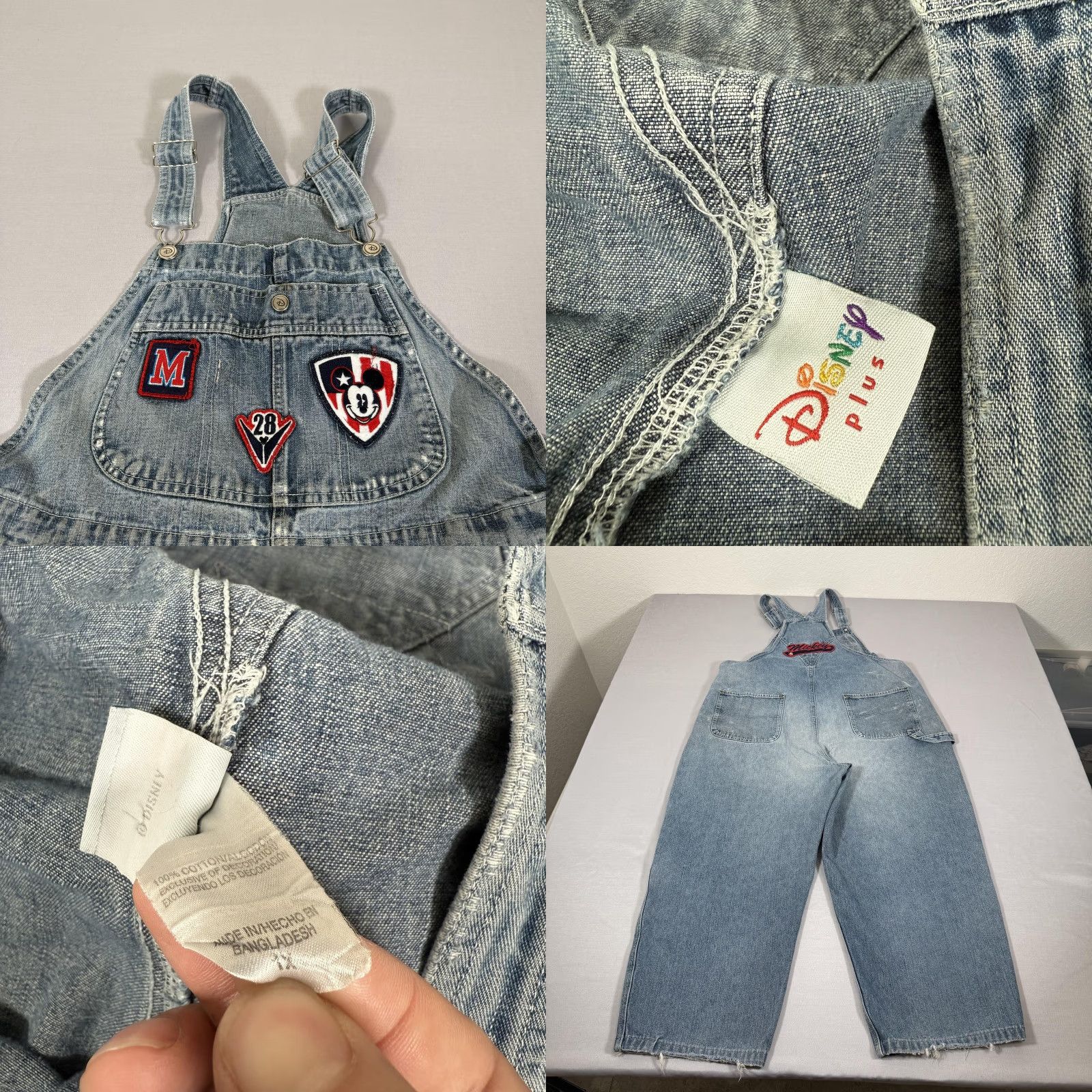 Disney VINTAGE Disney Overalls Womens 1X Blue Denim Jean Mickey Mouse Pants Bibs 90s Size 40" / US 18 - 10 Thumbnail