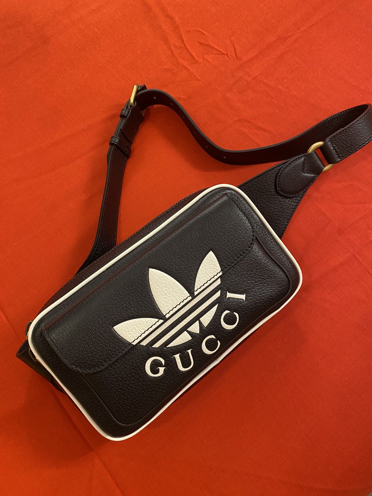 Adidas × Gucci Gucci x Adidas Trefoil belt Bag Black Limited Edition |  Grailed