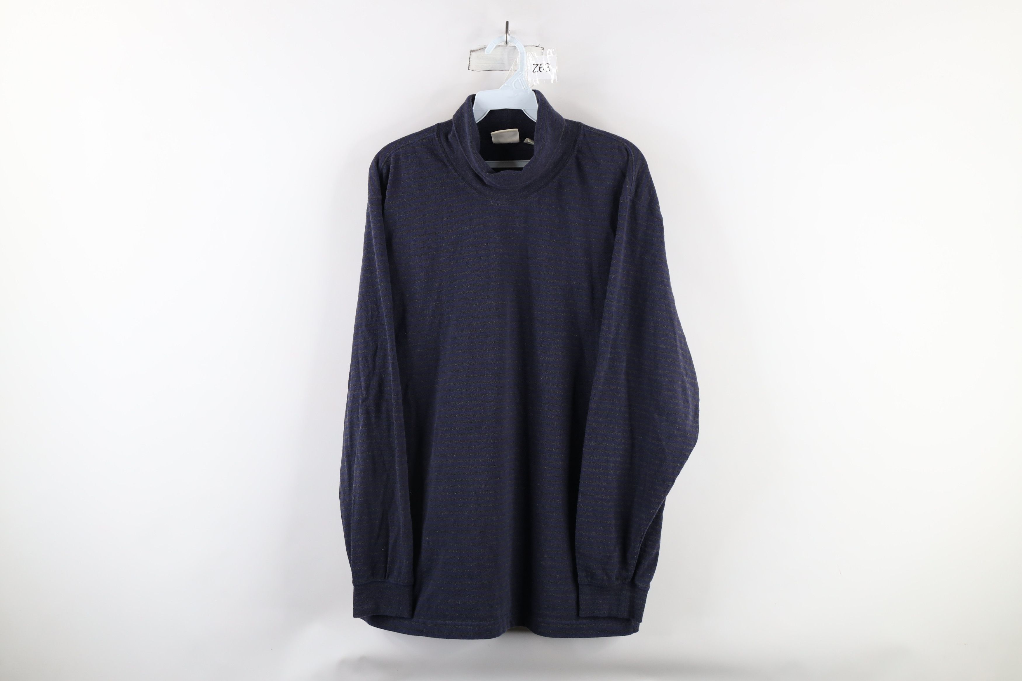 L.L. Bean × Vintage Vintage 90s LL Bean Striped Long Sleeve Turtleneck T-Shirt Size US L / EU 52-54 / 3 - 1 Thumbnail
