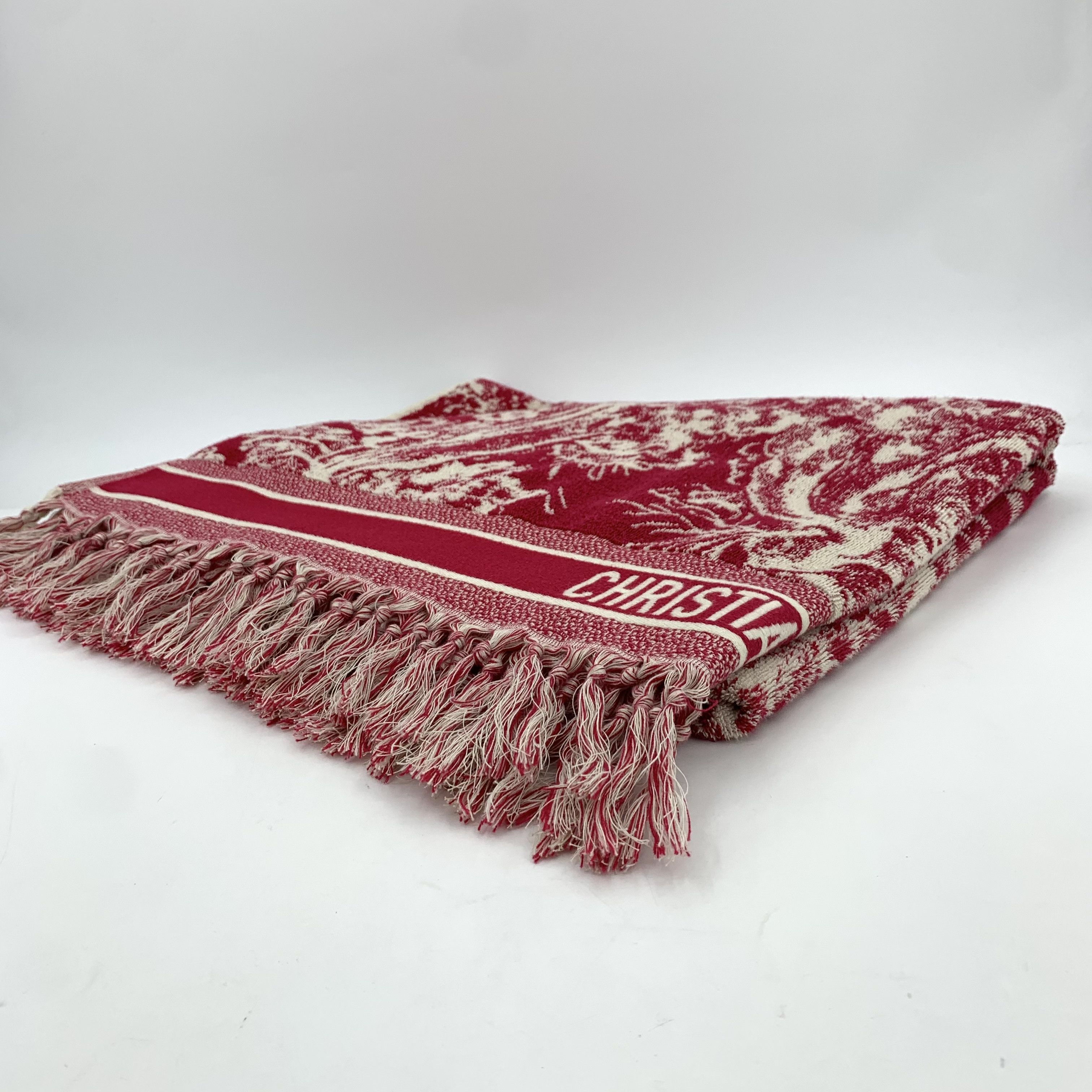 Dior Christian Dior Cotton Zoo-Print Fringe Scarf (175×95cm) Size ONE SIZE - 8 Thumbnail