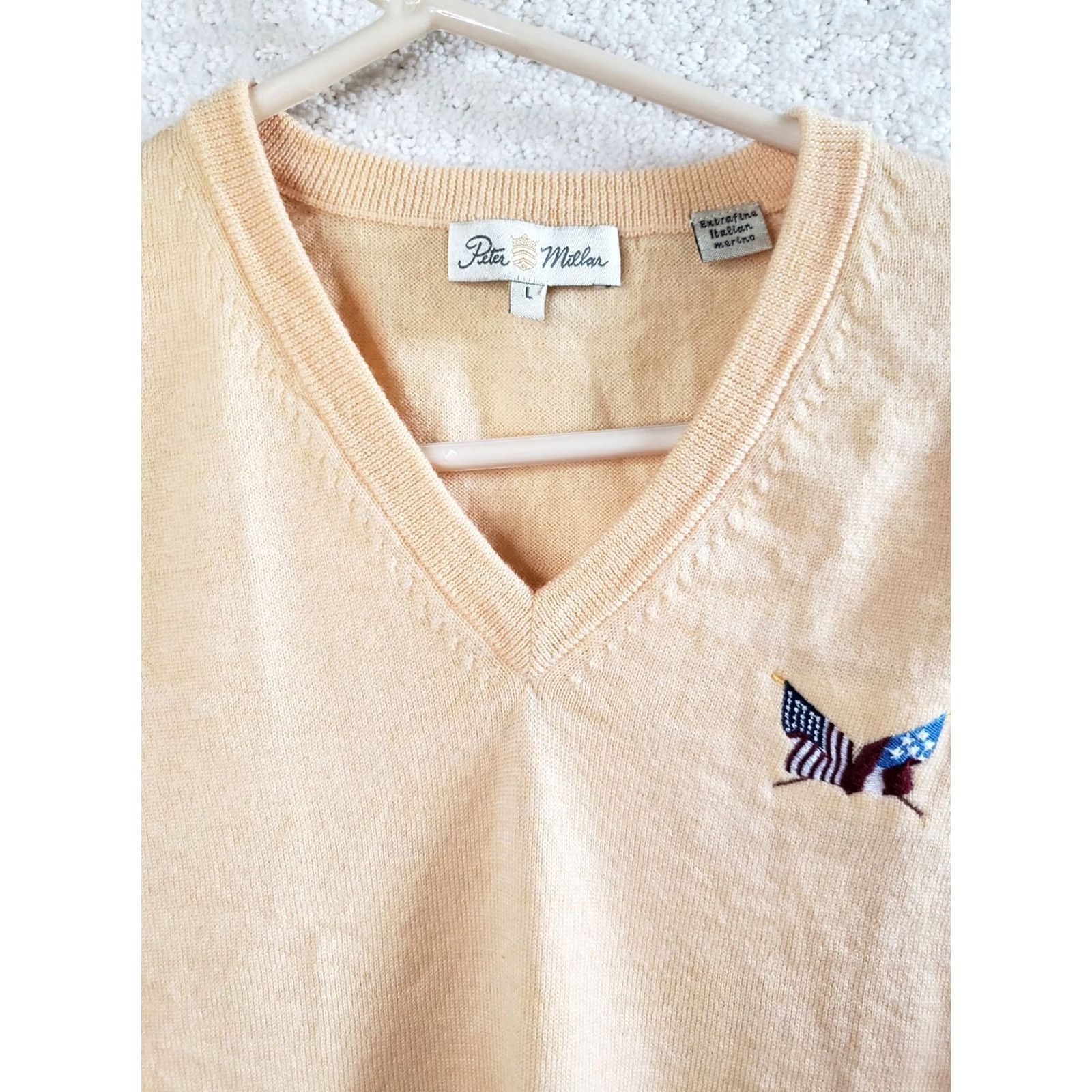 Peter Millar Peter Millar Vest Sweater Men's L Yellow Merino Wool V-Neck Golf Flags Classic Preppy 90s Seasonal Mens Size US L / EU 52-54 / 3 - 4 Thumbnail