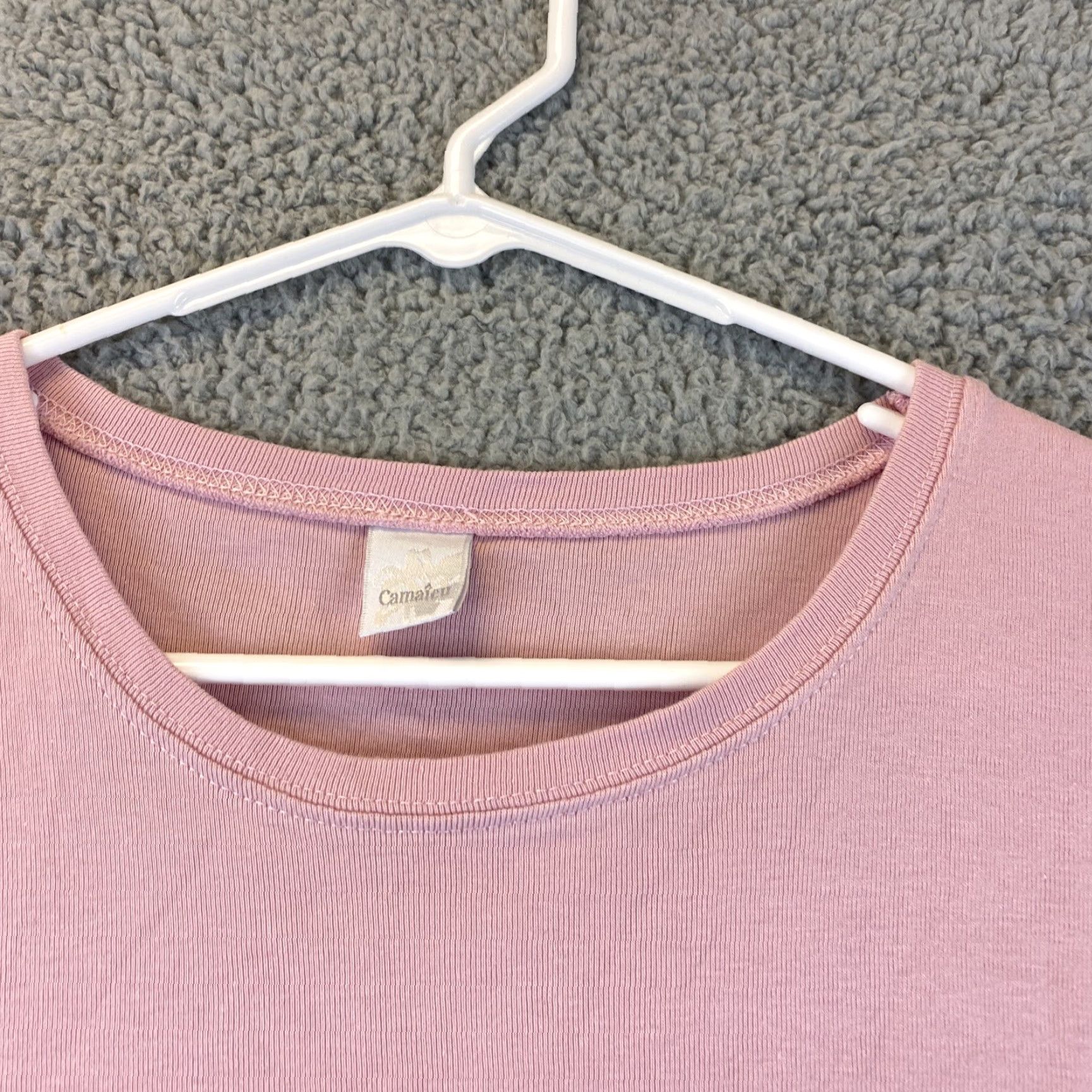 Vintage Women's Basic Long Sleeve Top Stretchy T-Shirt Plain Cotton USA 7 Pink / 39-17 Size M / US 6-8 / IT 42-44 - 4 Thumbnail