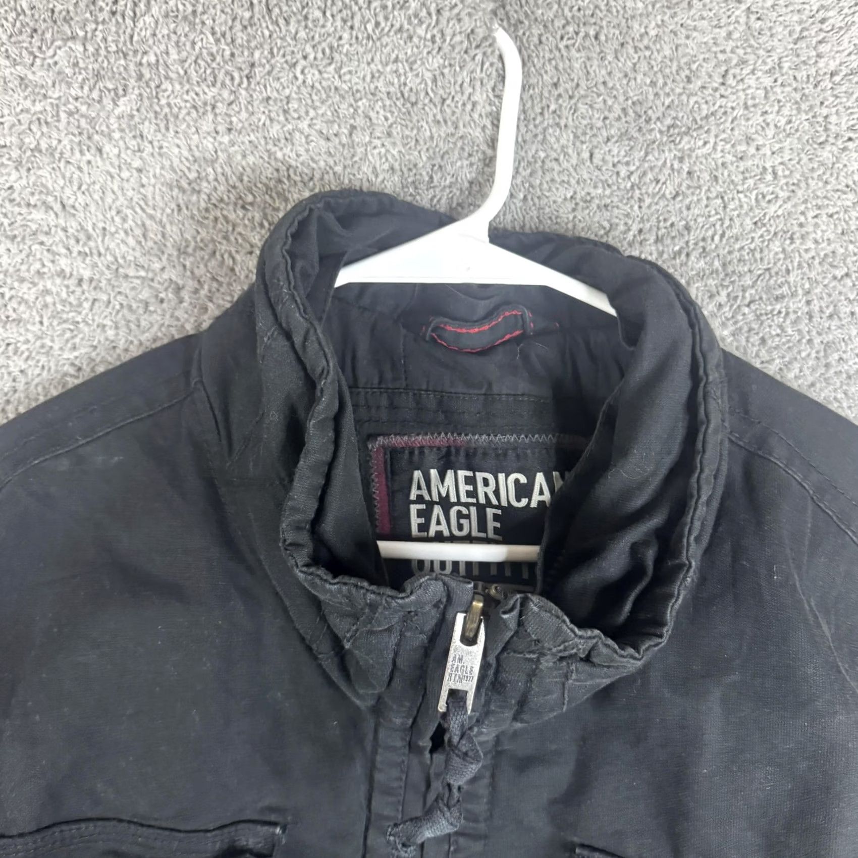 American Eagle Outfitters American Eagle Outfitters Jacket Mens 2XL Black Canvas Military Full Zip Lined Size US XXL / EU 58 / 5 - 7 Thumbnail