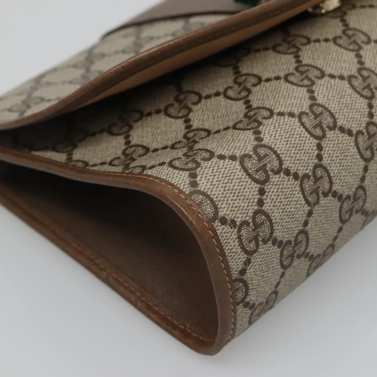 Gucci GUCCI GG Supreme Clutch Bag Pvc Leather Beige Green Red Size ONE SIZE - 14 Thumbnail