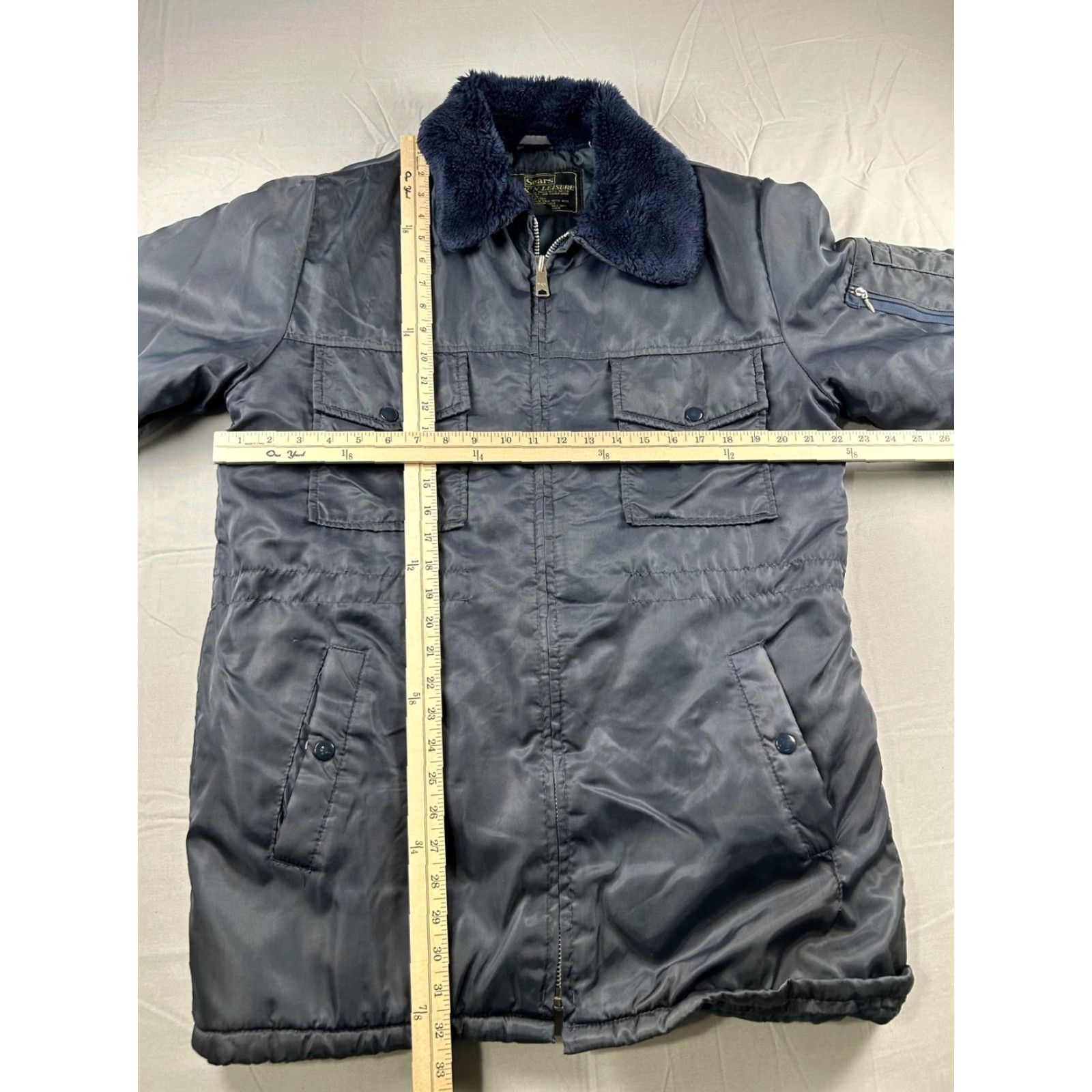 Sears VINTAGE Sears Work 'N Leisure Coat Mens M Blue Nylon Parka Fur Collar 70s Size US M / EU 48-50 / 2 - 6 Thumbnail
