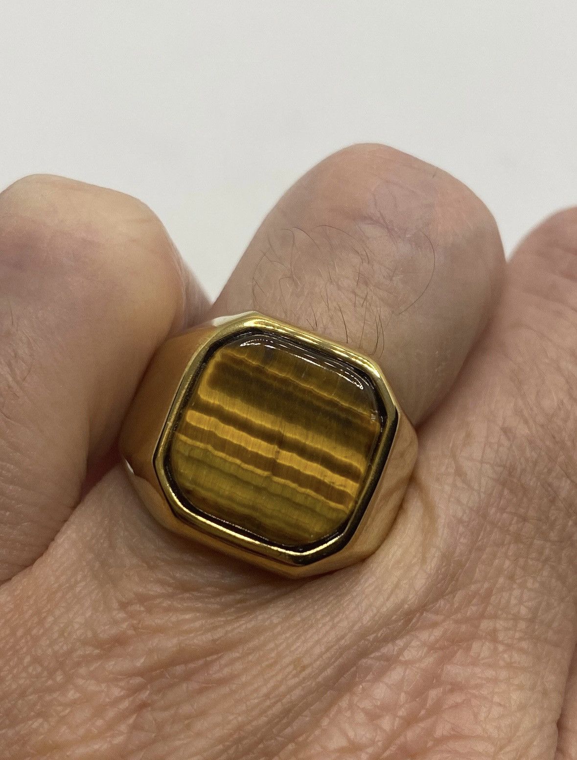 Vintage Vintage Tiger eye gold ring Size ONE SIZE - 1 Thumbnail