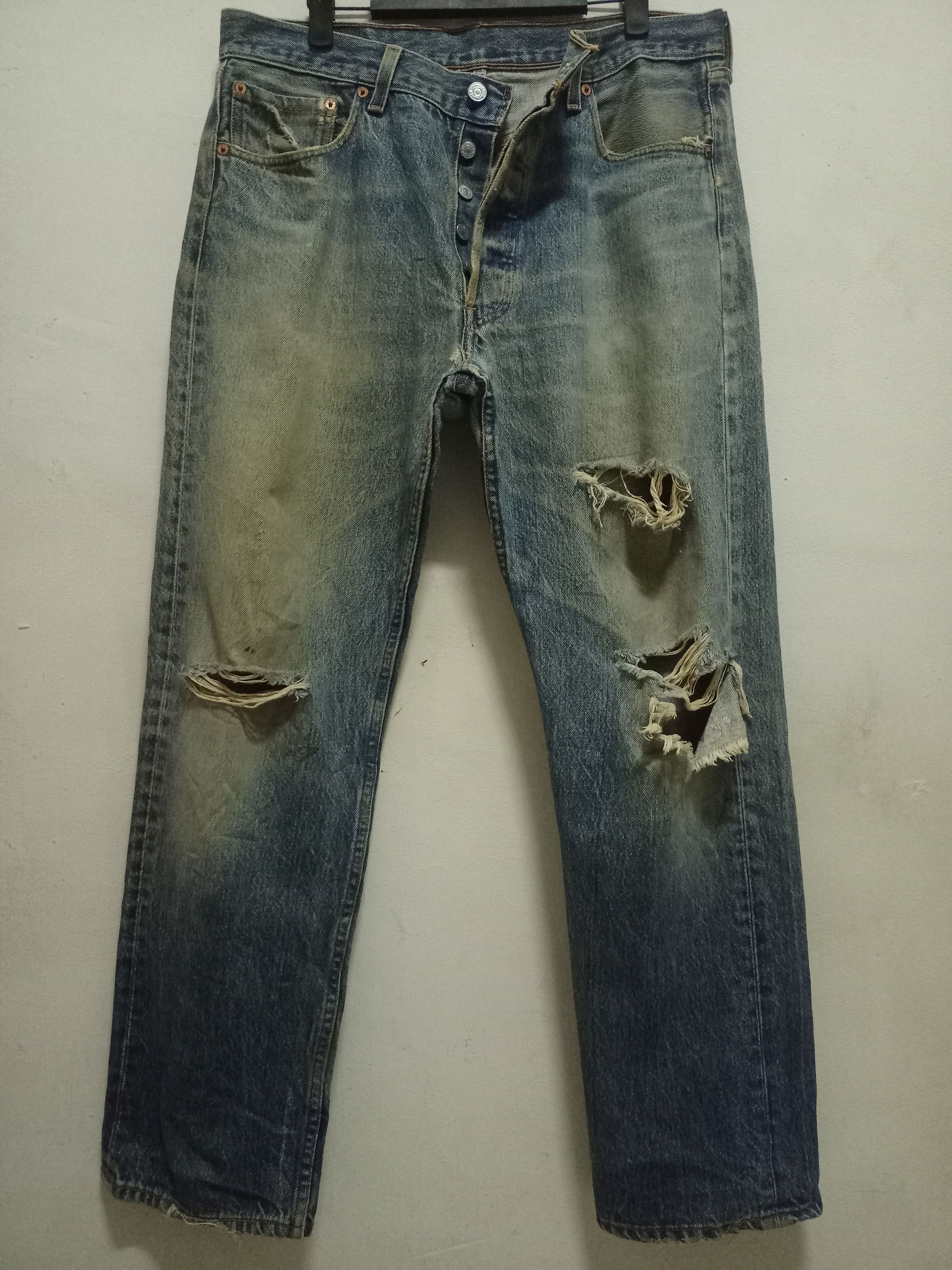 Vintage 90s Levis 501 Mud Wash Distressed Baggy Jeans 34x29