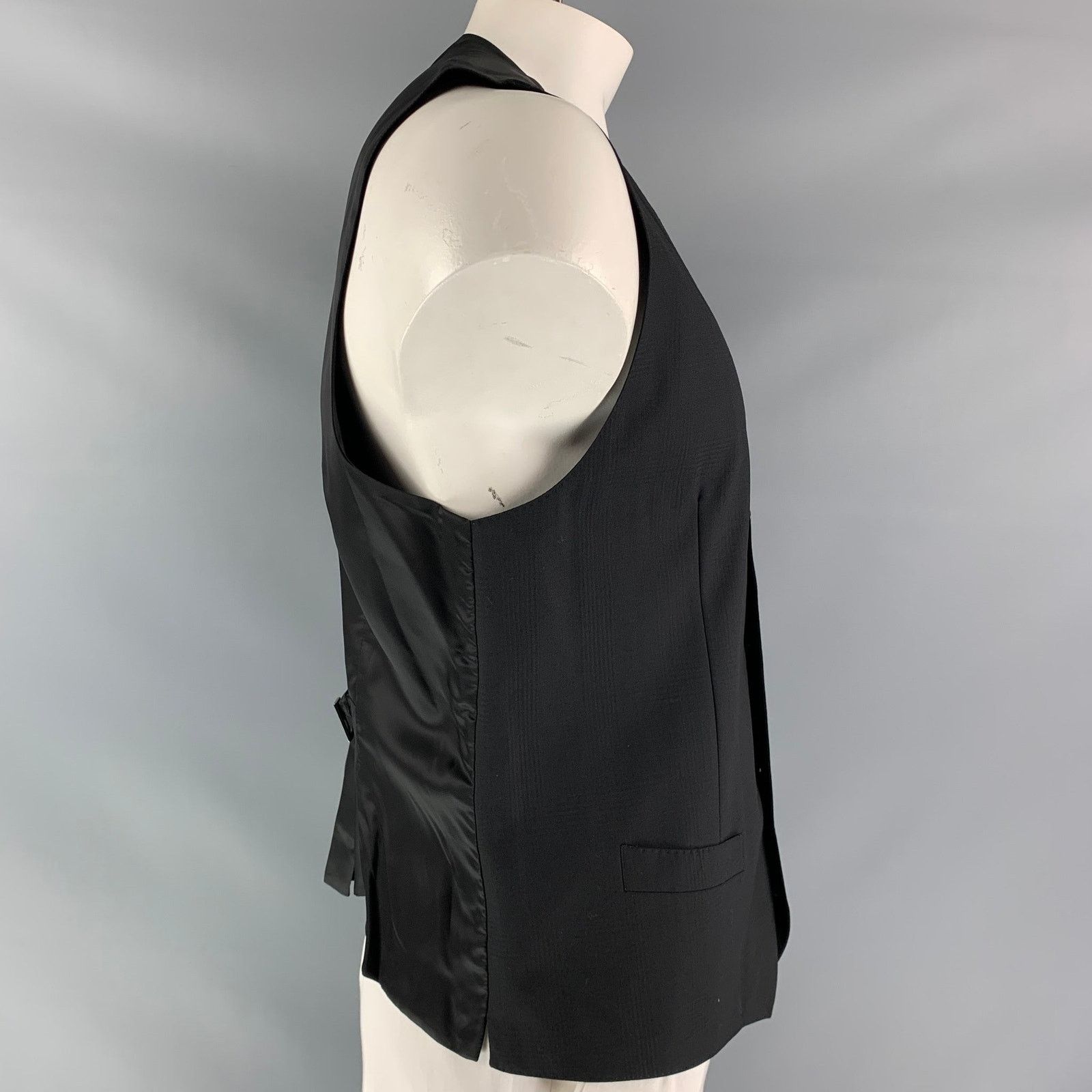 Dolce & Gabbana DOLCE & GABBANA Size 46 Plaid Wool Buttoned Black Vest Size 46R - 2 Thumbnail