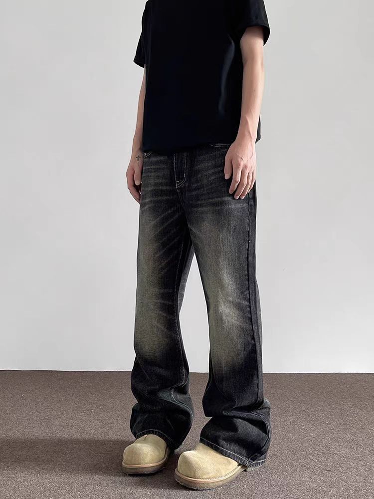 Japanese Brand × Jean Vintage yellow clay-dyed cat whisker micro flare jeans Size US 34 / EU 50 - 5 Thumbnail