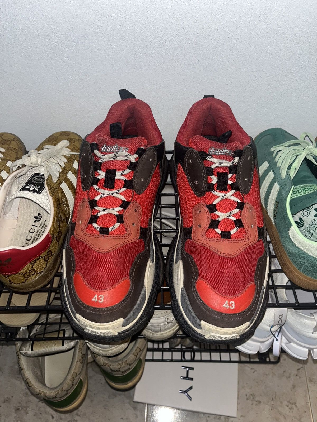 Balenciaga Balenciaga Triple S Red Black ‘Bred’ (Pre-Distressed) 2018 Size US 10 / EU 43 - 1 Thumbnail