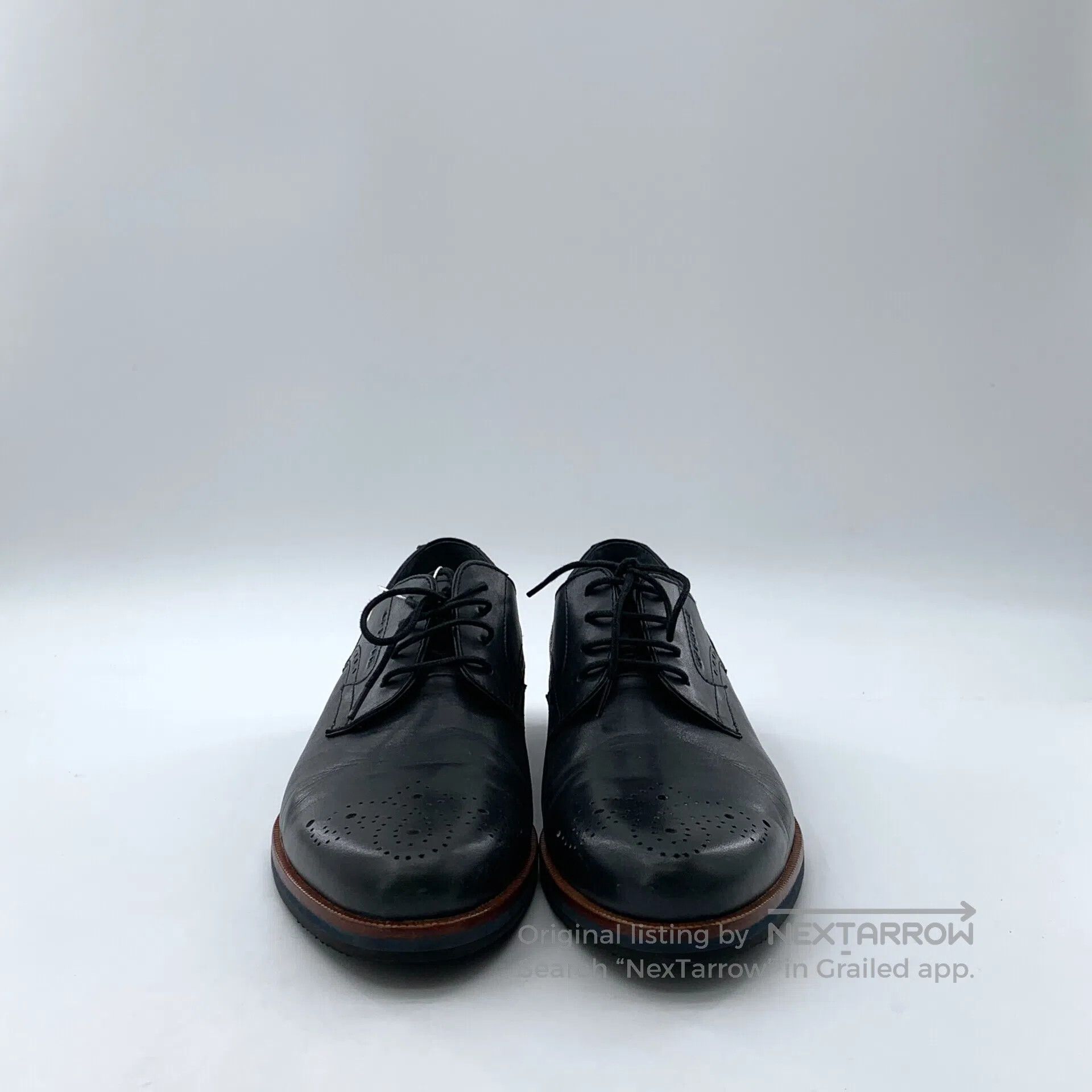 GF Ferre GF FERRE Black carved laced casual flat leather shoes| Size US 6 / EU 39 - 3 Thumbnail