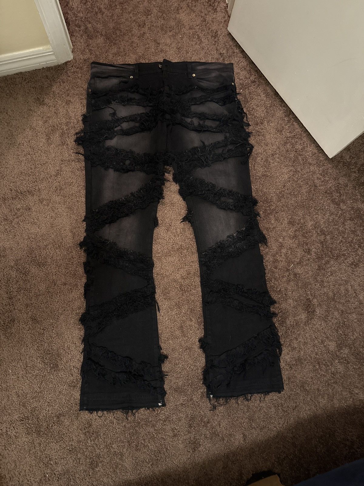 Other Custom distressed flared jeans Size US 38 / EU 54 - 1 Thumbnail