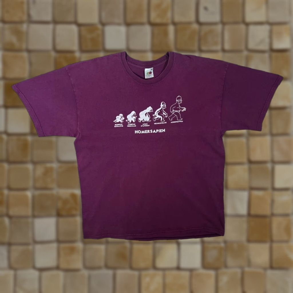Fruit Of The Loom Fruit of the Loom The Simpsons Homersapien Graphic Burgundy T-Shirt XL Men Short Sleeve Round Neck Cotton Shirt Mens Shirts Cartoon 90s Size US XL / EU 56 / 4 - 1 Thumbnail