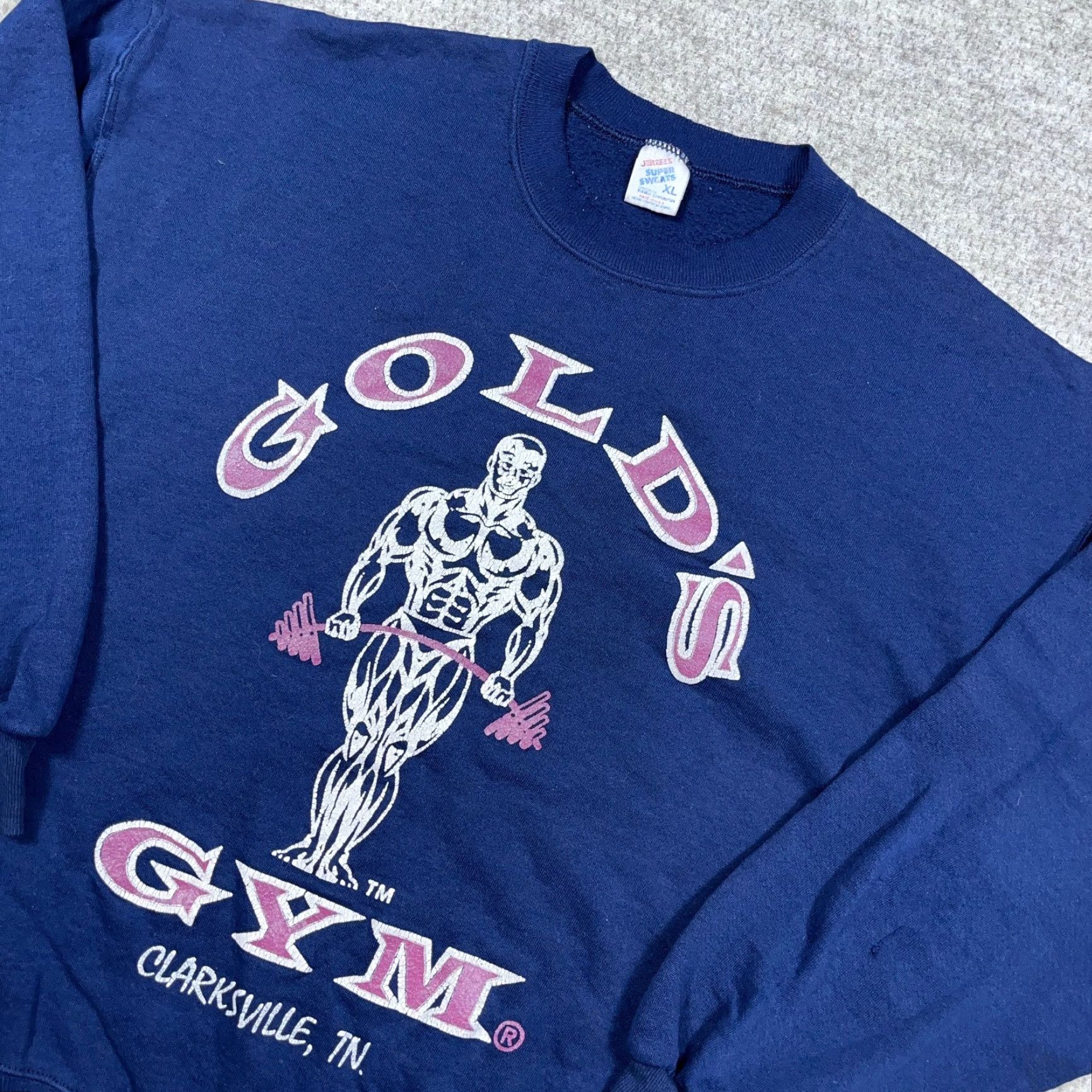 VINTAGE JERZEES Sweatshirt Men XL Blue Crewneck 80s 90s USA Grunge 