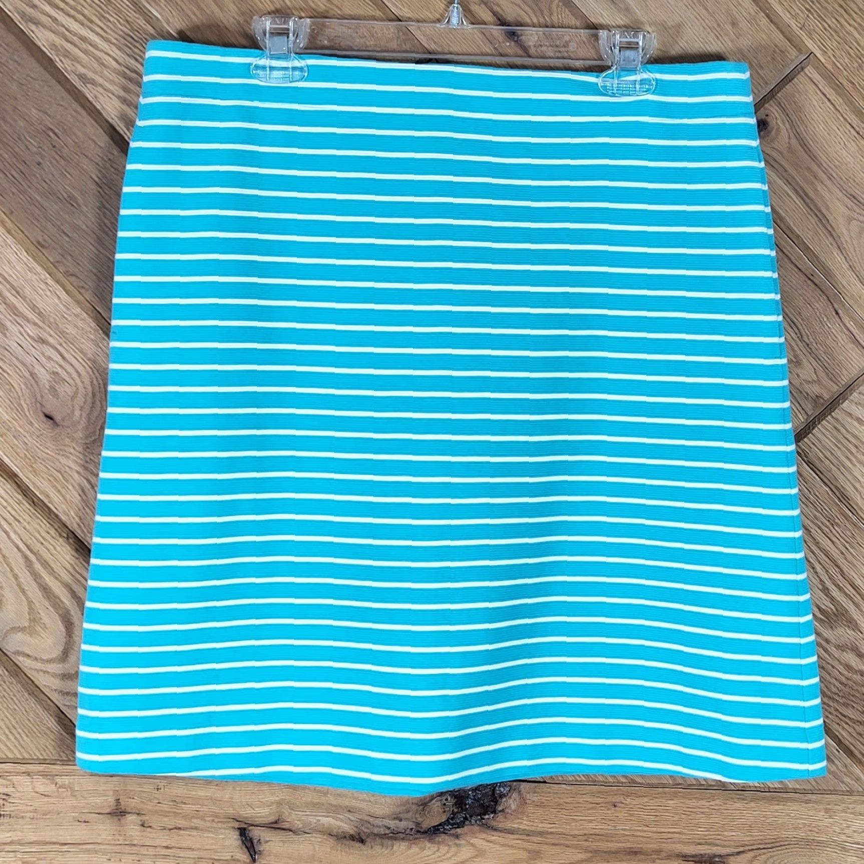 Talbots Talbots Skirt Womens Size 10 Striped Textured A-Line Knee Length Zip Navy Turquoise Blue Size 32" / US 10 / IT 46 - 2 Thumbnail