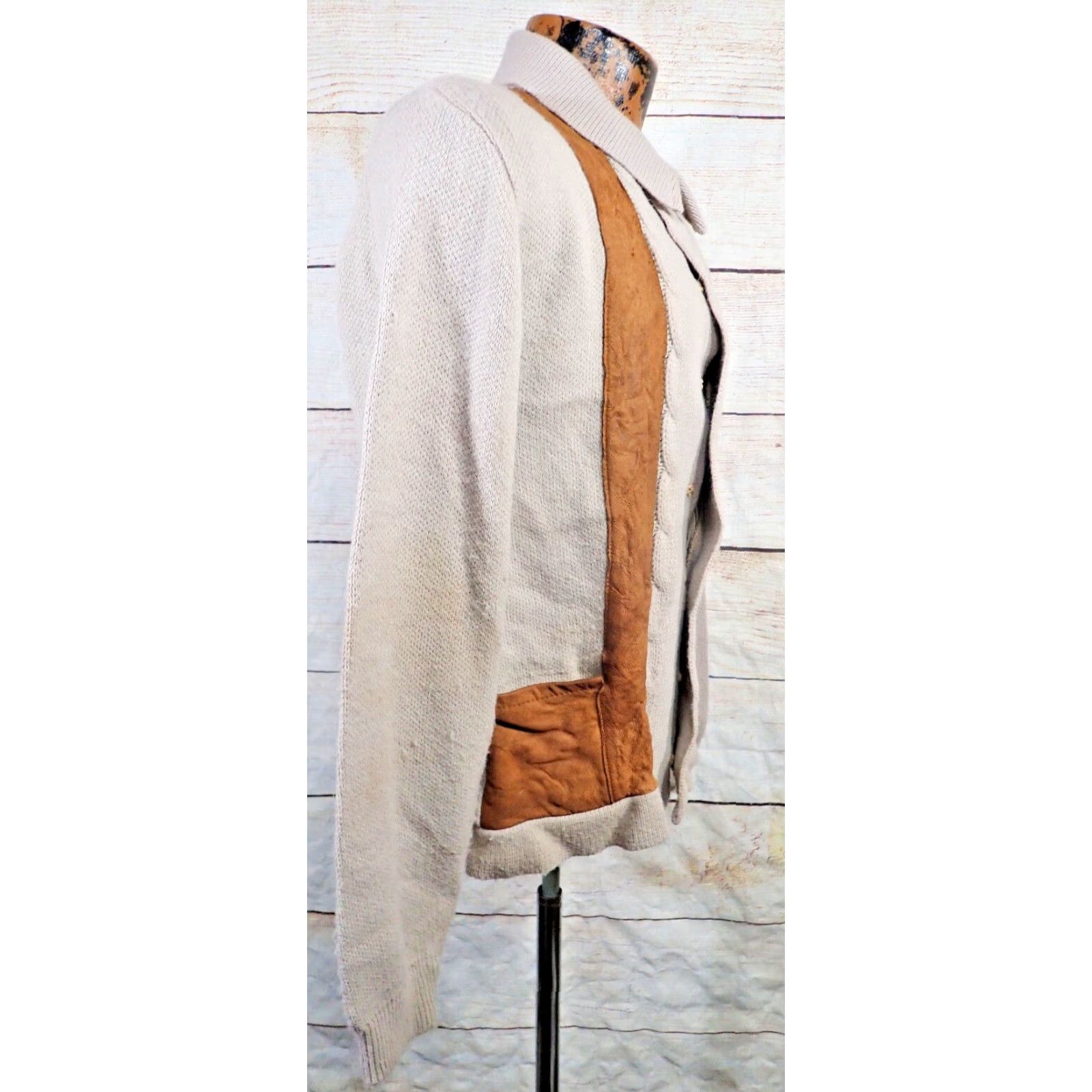 Vintage VINTAGE 60s Juilliard Cardigan Sweater Mens S Rockabilly Leather Acrylic Knit Size US S / EU 44-46 / 1 - 2 Thumbnail