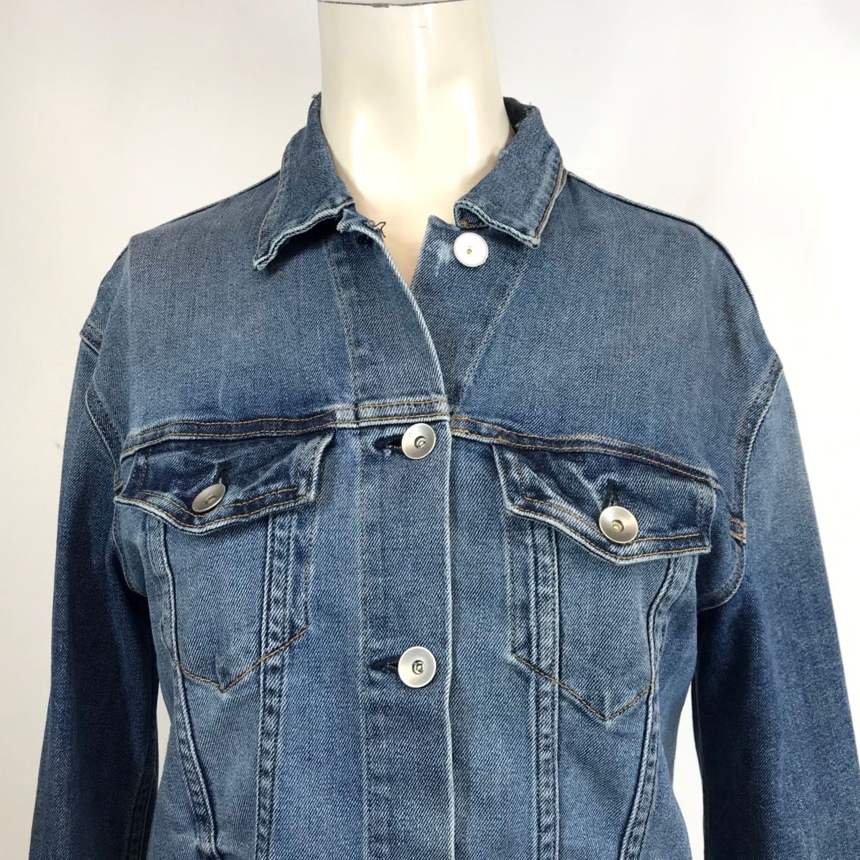 Vintage Fathers Daughter Blue Denim Jacket Size S Women Made in USA Crop Button Front Casual Size 28" / US 6 / IT 42 - 2 Thumbnail