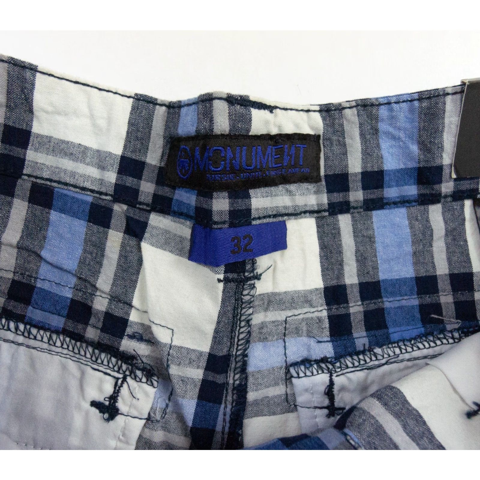 Vintage VINTAGE Monument Men’s Chino Shorts Casual Blue Plaid 32 Inch Inseam Flat Front Size US 32 / EU 48 - 5 Thumbnail