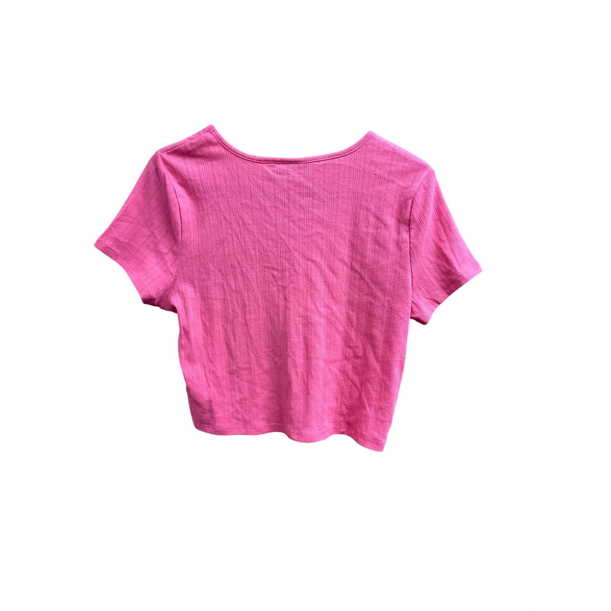 Other So Juniors Coral Ribbed V-Neck Cropped Top Short Sleeve Size XL / US 12-14 / IT 48-50 - 5 Thumbnail