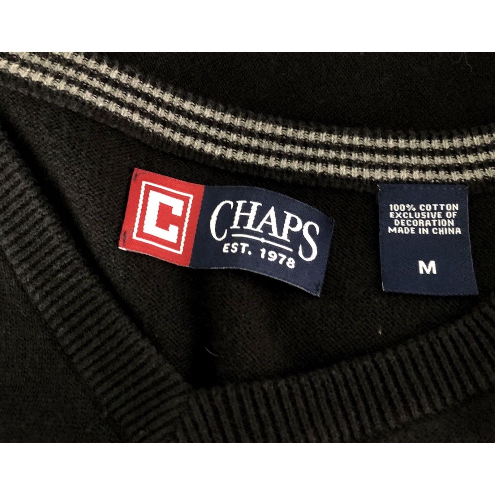 Chaps VINTAGE Ralph Lauren chaps sweater vest M black V-neck Pull Over Grunge Academia 90s Preppy Mens Size US M / EU 48-50 / 2 - 4 Thumbnail