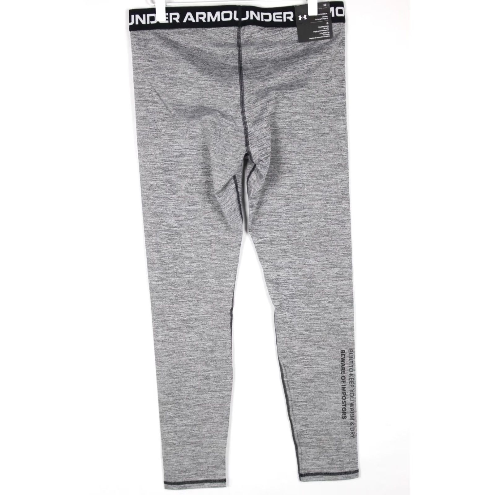 Under Armour Under Armour Women s Coldgear Twist Leggins L Large Gray Heather 1381806 100 Size 36" / US 14 / IT 50 - 2 Thumbnail