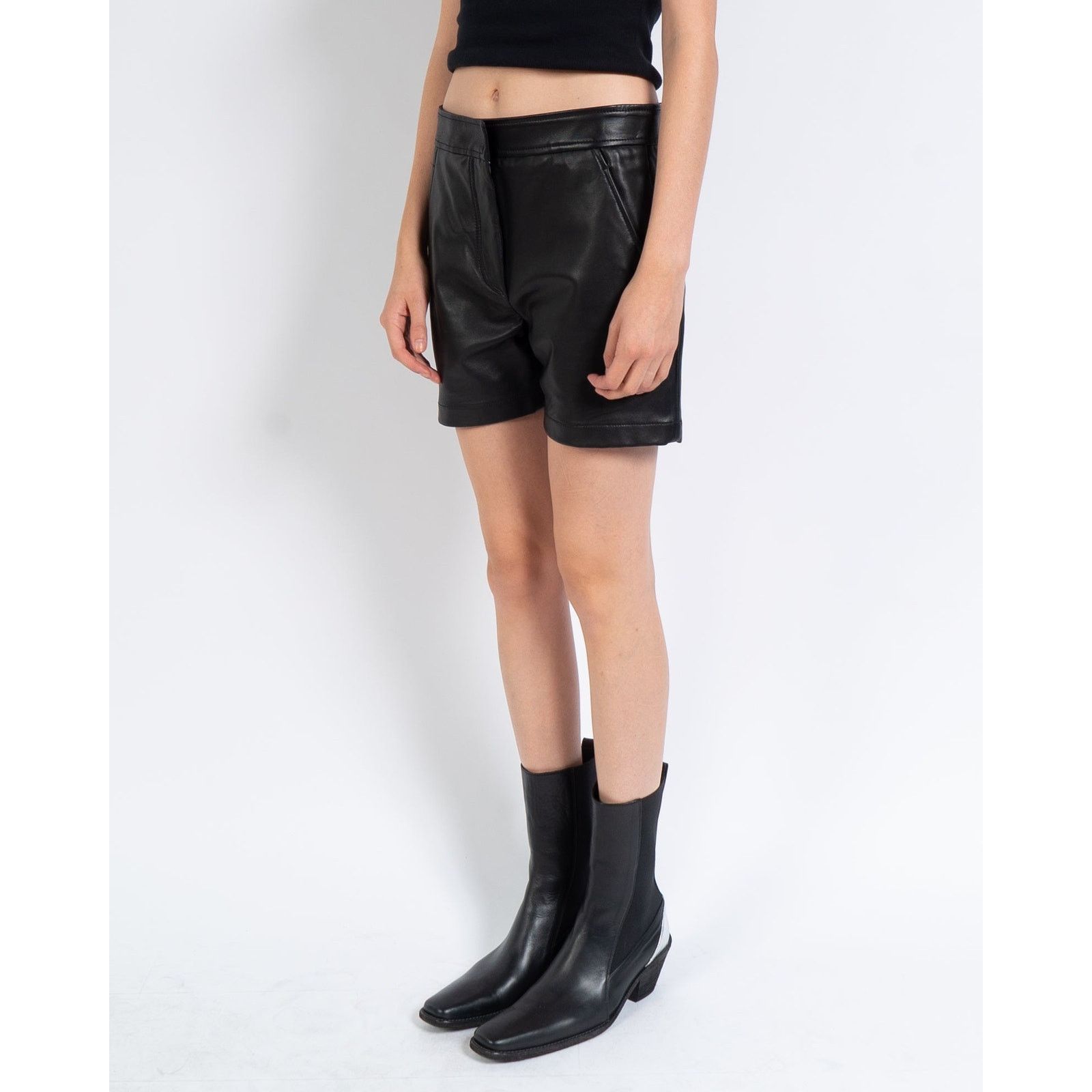 Haider Ackermann SS20 Miza Black Leather Shorts Size 26" / US 2 / IT 38 - 2 Thumbnail