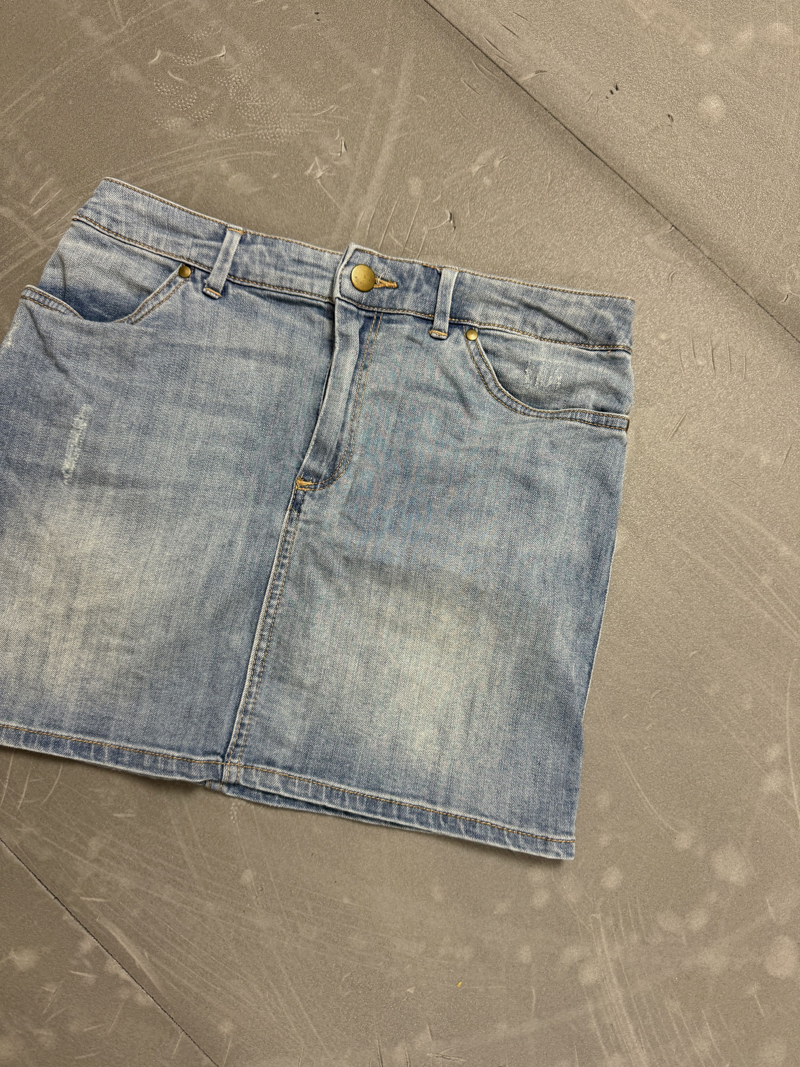 H&M H&M blue denim mini skirt retro y2k 90s 80s jeans faded Size 28" / US 6 / IT 42 - 3 Thumbnail