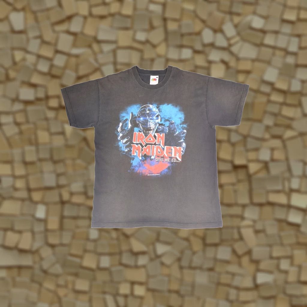 Fruit Of The Loom VINTAGE Fruit of the Loom Iron Maiden Give Me Ed Rock Metal T-Shirt Size L Black Mens 2003 Size US L / EU 52-54 / 3 - 1 Thumbnail