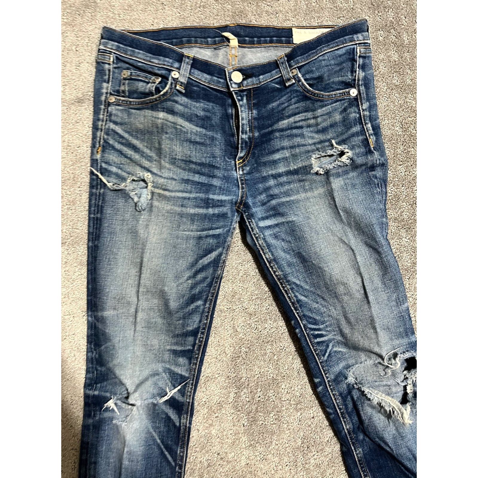 Rag & Bone Rag & Bone Jeans Skinny Distressed Kensington Stretch Size 27 Size 27" / US 4 / IT 40 - 2 Thumbnail