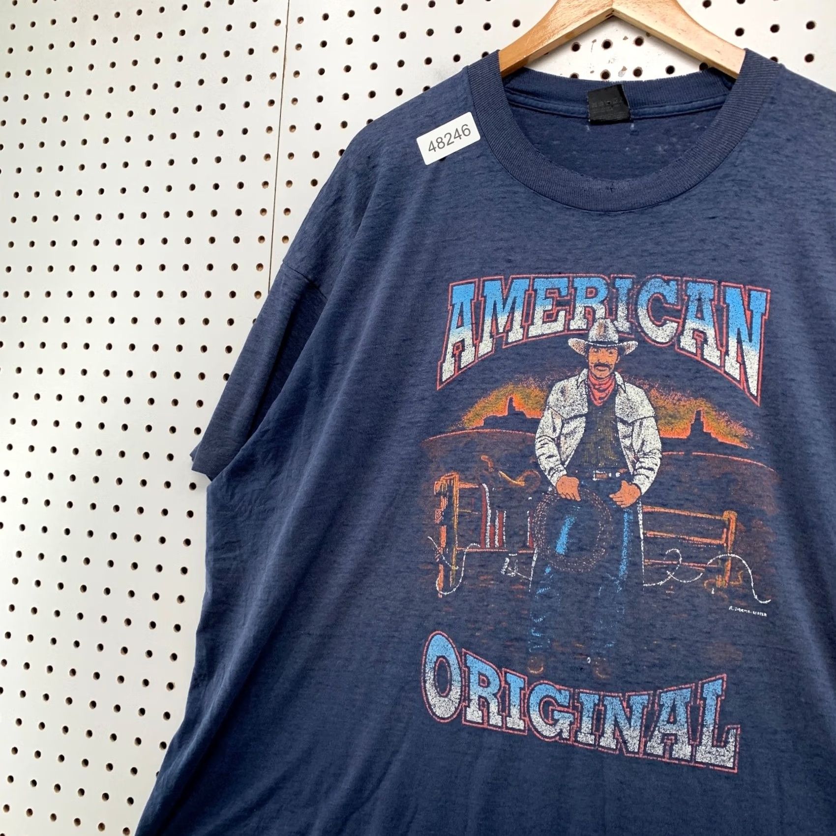 Vintage Vintage Rancher Cowboy T Shirt Mens 3XL Blue American Western Burnout Thin USA Size US XXL / EU 58 / 5 - 6 Thumbnail