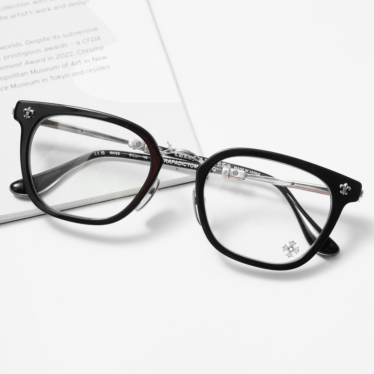 Chrome Hearts CHROME HEARTS STRAPADICTOME BLACK/SHINY SILVER GLASSES Size ONE SIZE - 5 Thumbnail