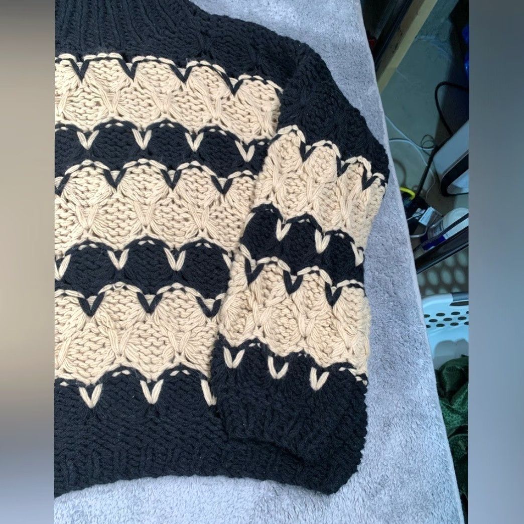 Vintage POL Chunky Knit Sweater Black Tan Turtleneck Large L Pullover Women Black Size L / US 10 / IT 46 - 3 Thumbnail