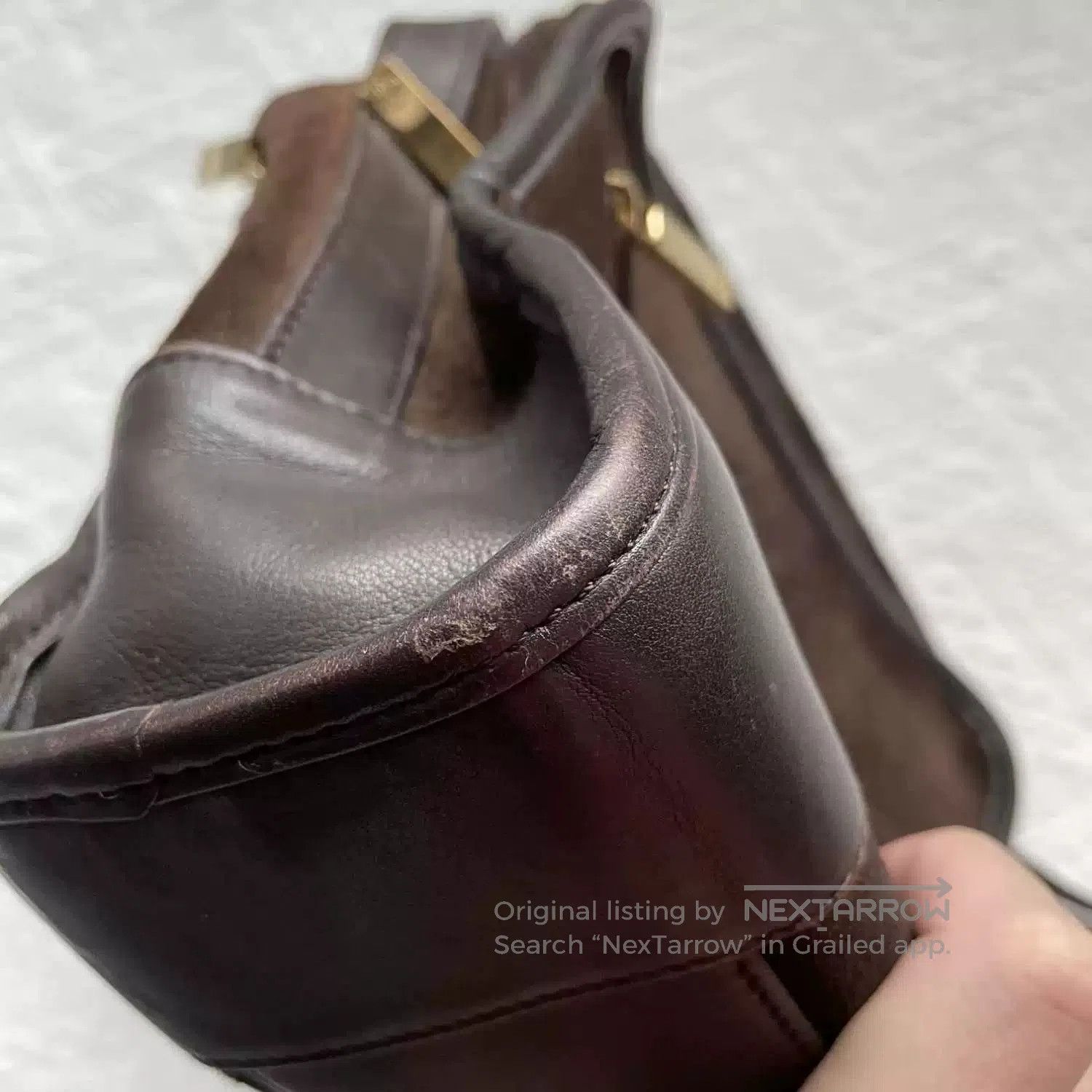 Loewe deep brown suede crossbody bag. Size ONE SIZE - 3 Thumbnail