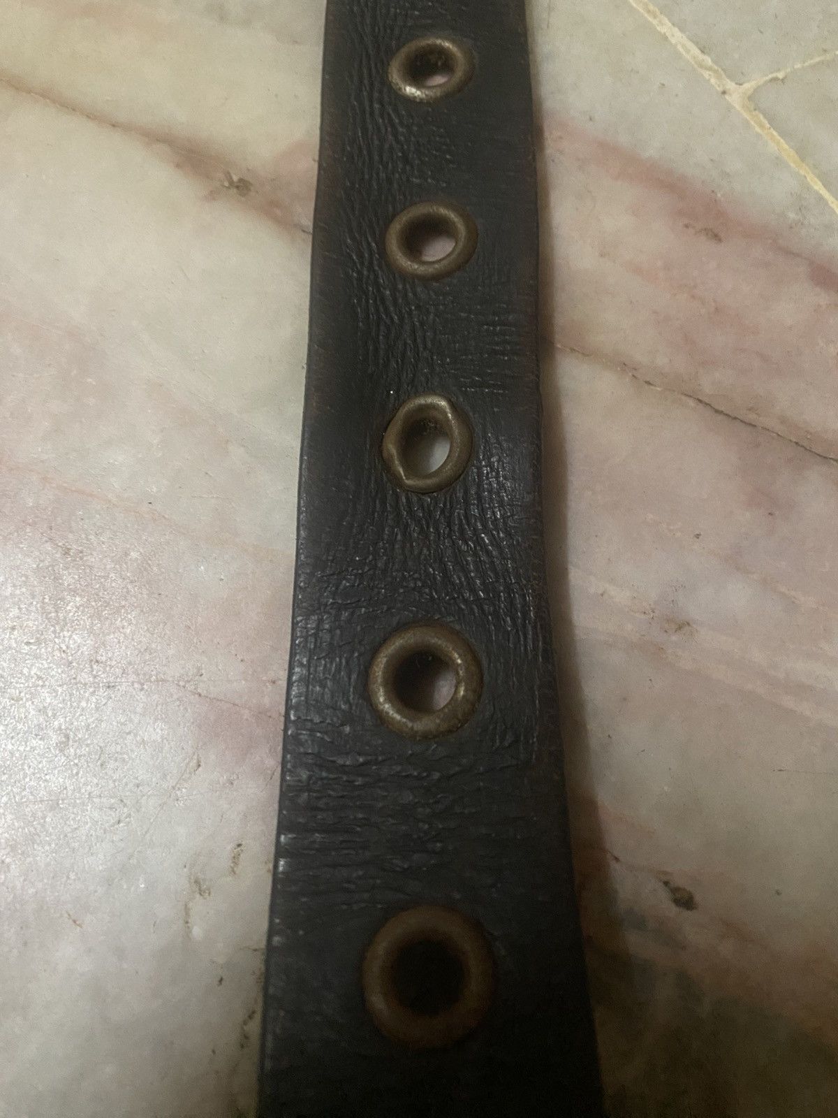 Genuine Leather Dark Brown Leather Single Grommet Belt with Eyelets Size ONE SIZE - 3 Thumbnail