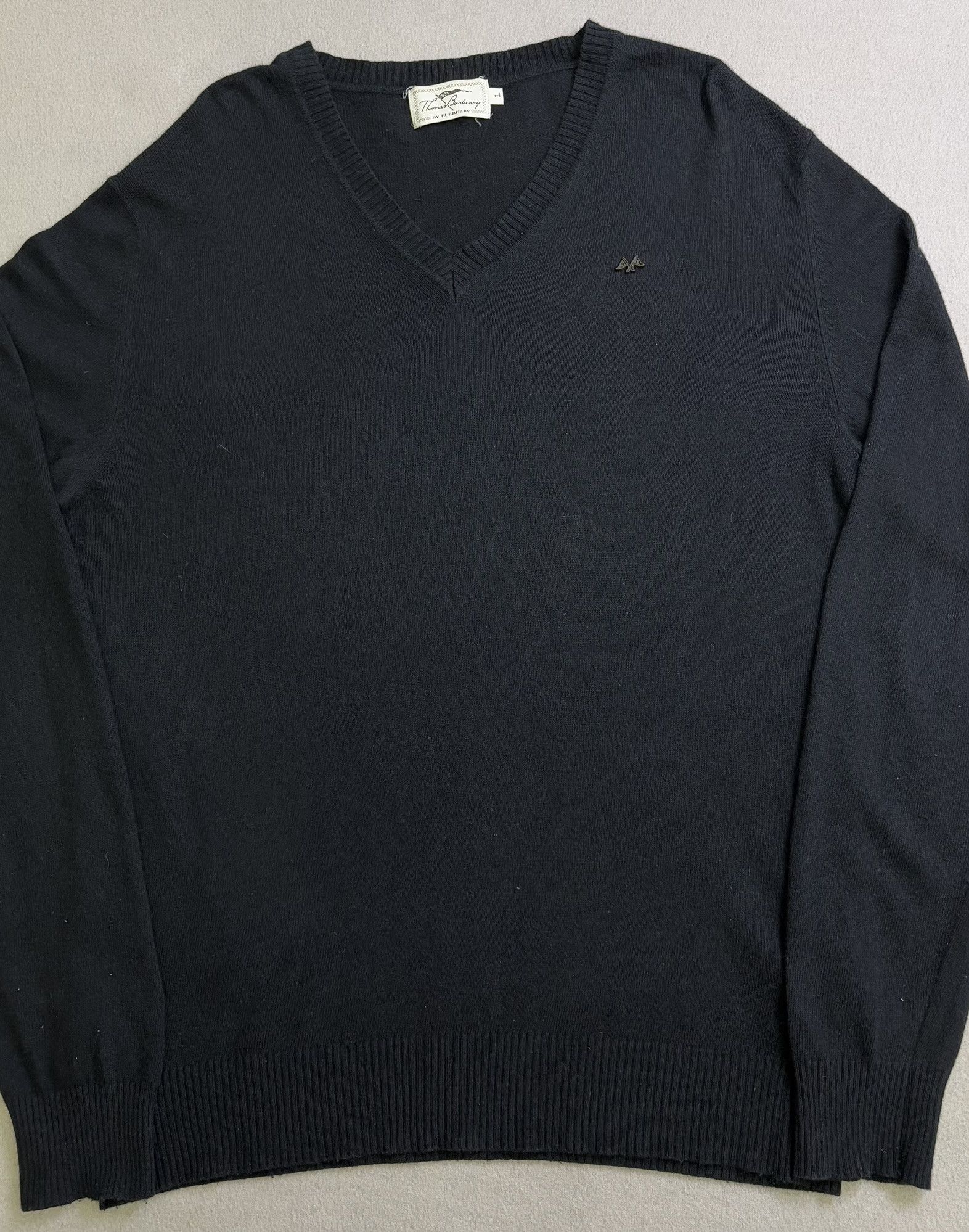 Burberry × Vintage Thomas Burberry Black V-neck sweater Cashmere size L Size US L / EU 52-54 / 3 - 7 Thumbnail