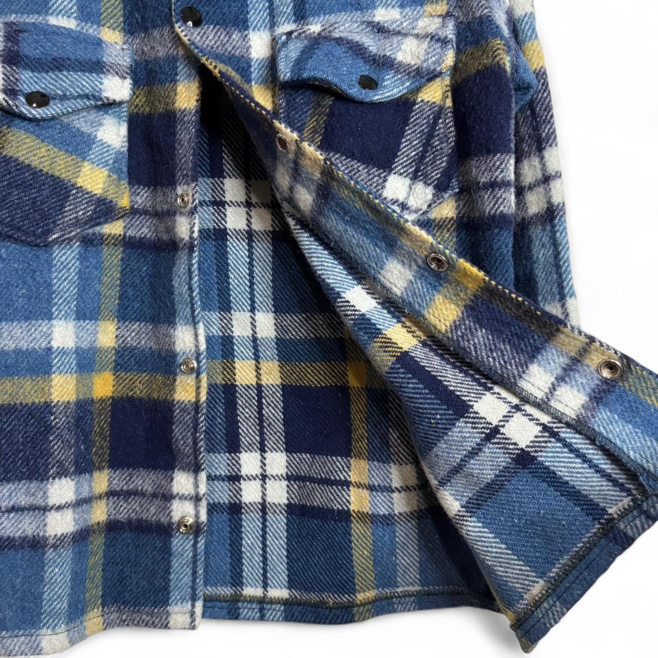 Vintage Vintage 70s Plaid Blue Wool Blend Overshirt Flannel Jacket Size US M / EU 48-50 / 2 - 4 Thumbnail