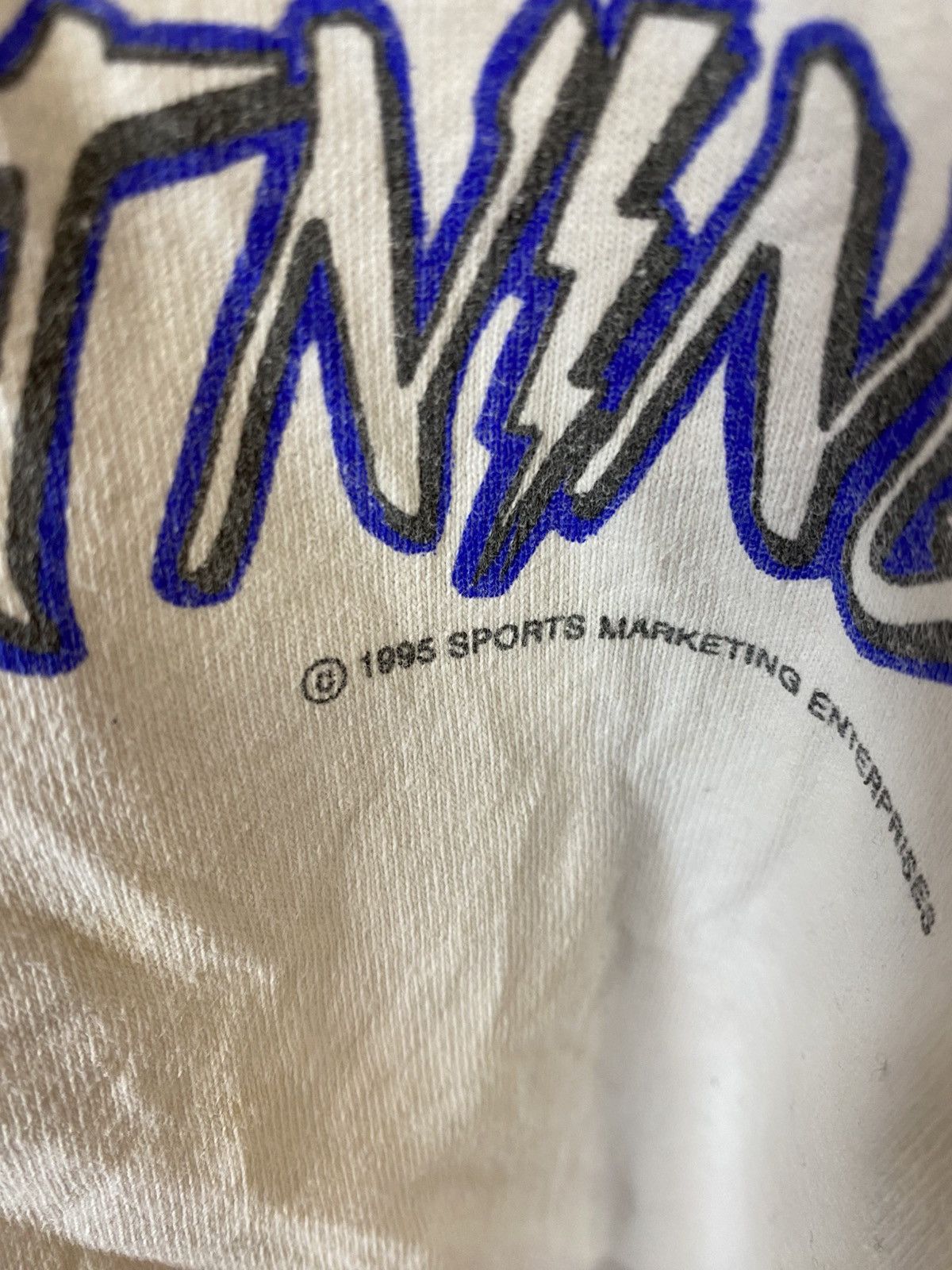 Vintage 1995 Sports Marketing Dover Downs White Lighting T-Short Size US XL / EU 56 / 4 - 5 Thumbnail
