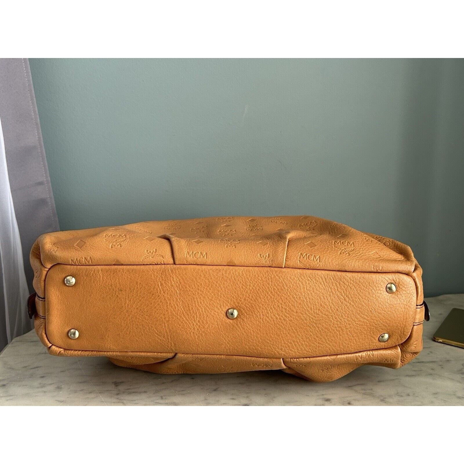 MCM MCM Visetos Leather Cross Shoulder Bag Camel Tan Handbag Size ONE SIZE - 3 Thumbnail