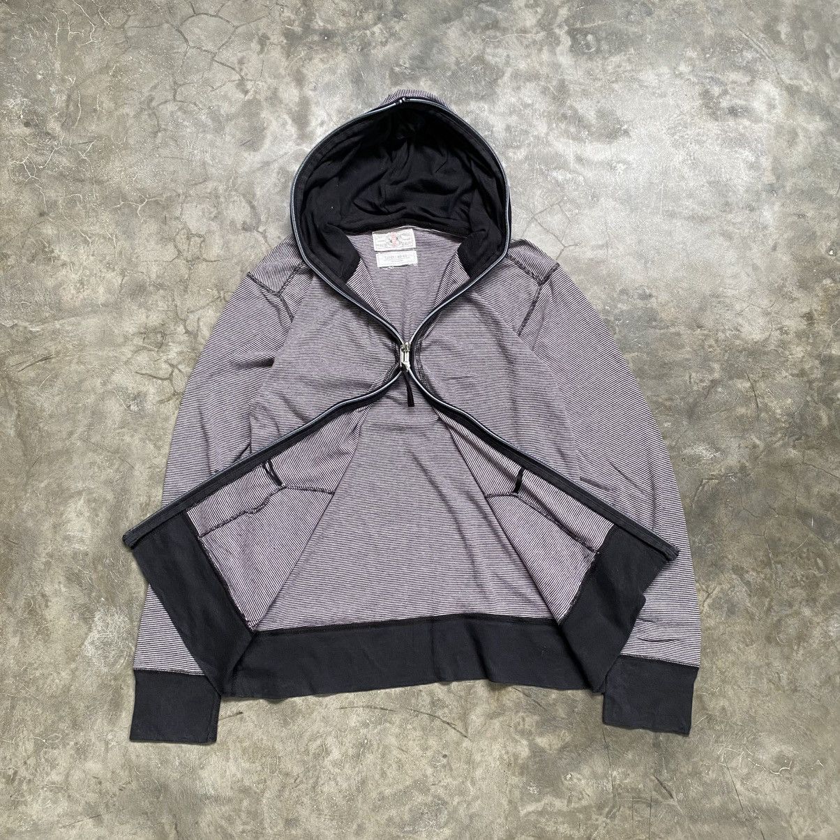 Japanese Brand 2000s Bepart Store Y2K Style Double Zip Stripe Zip Up Hoodie Size US XXS / EU 40 - 1 Thumbnail