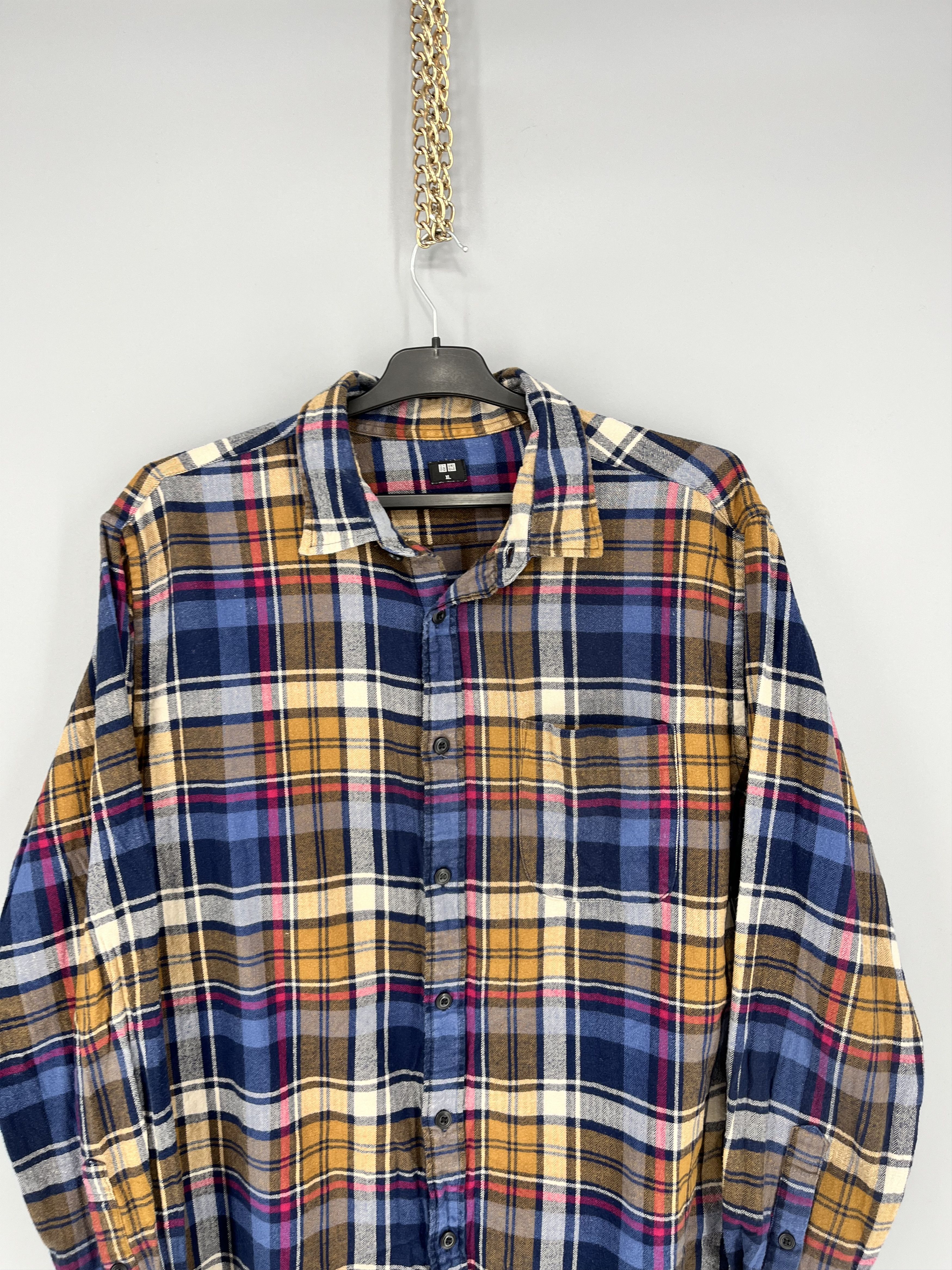 Flannel Vintage Uniqlo Flannel Shirt Button Up Travis Scott Style Size US XL / EU 56 / 4 - 6 Thumbnail